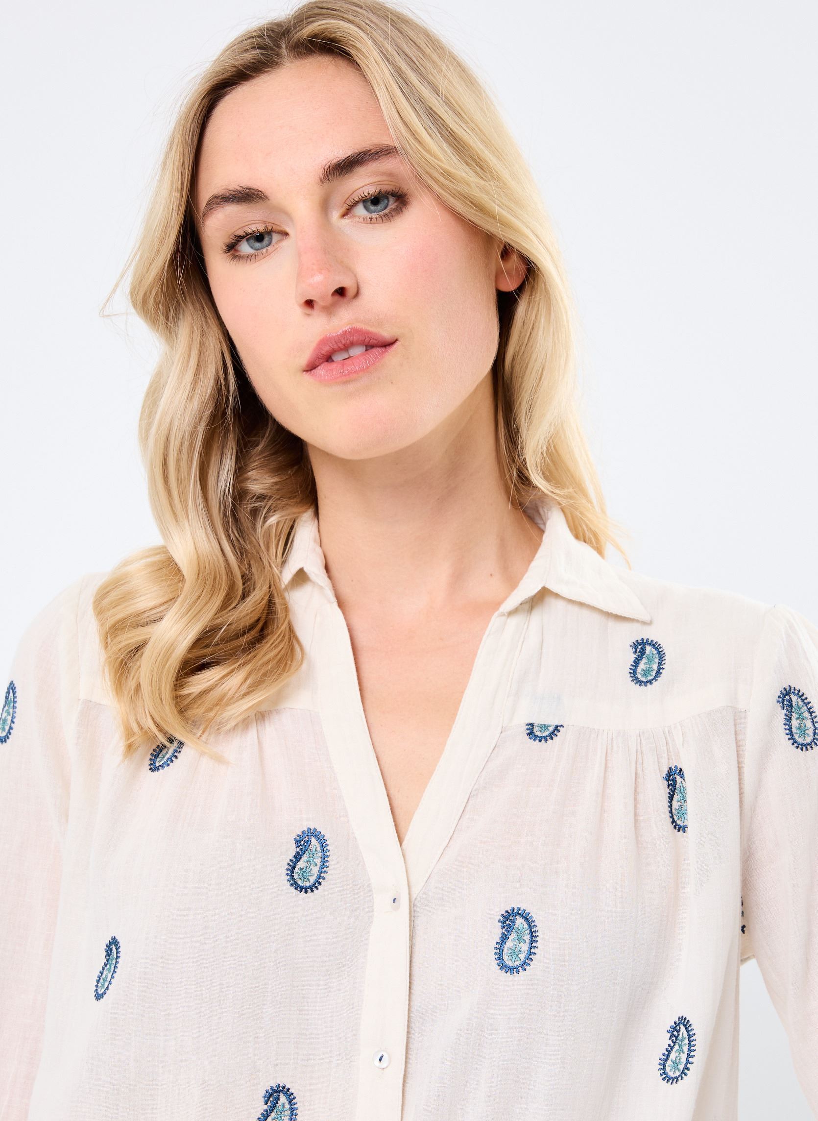 Langarm-Blusen Dylan damen weiß Maison Hotel Langarm-Blusen Dylan damen weiß Ivory