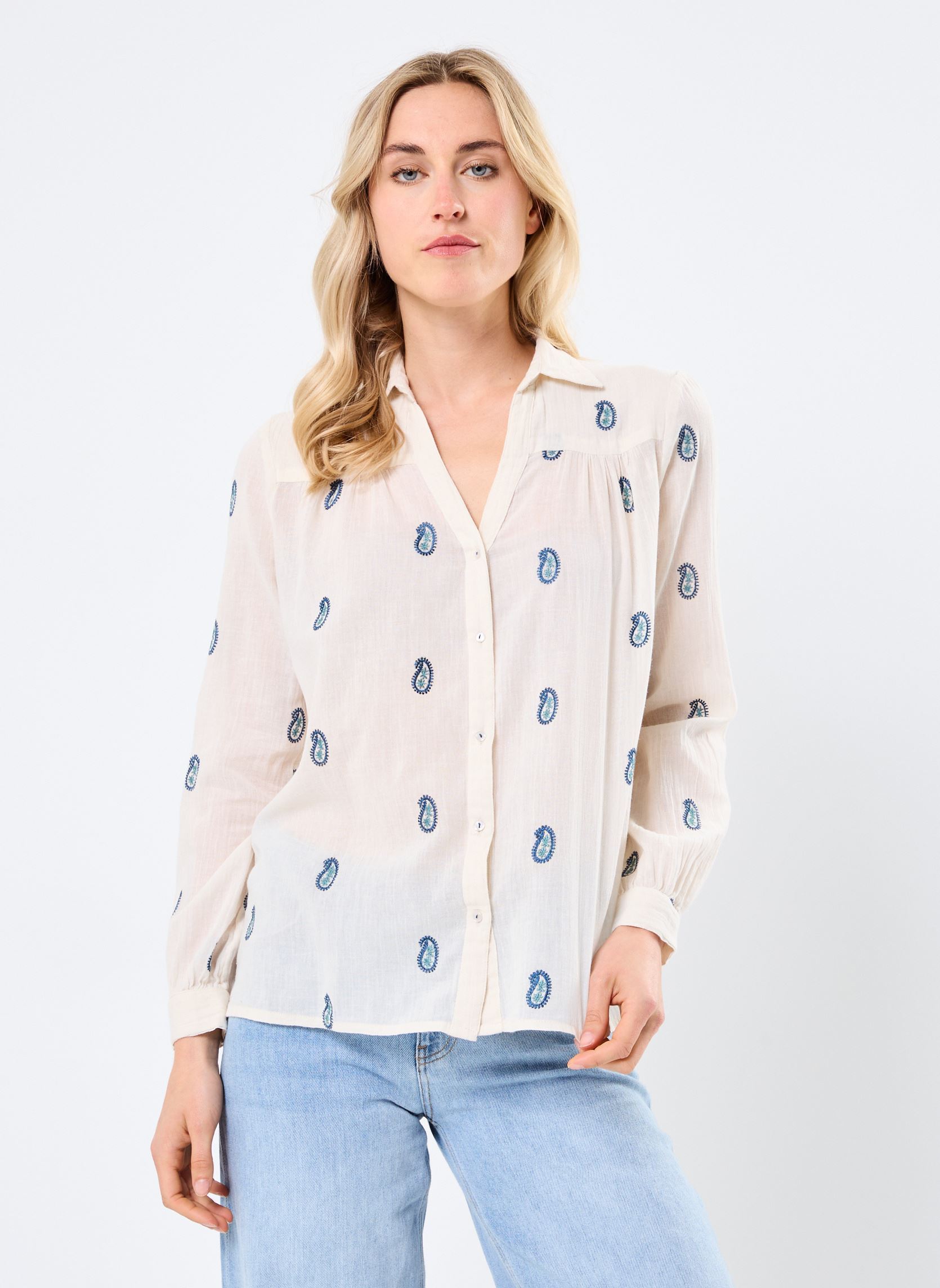 Langarm-Blusen Dylan damen weiß Maison Hotel Langarm-Blusen Dylan damen weiß Ivory