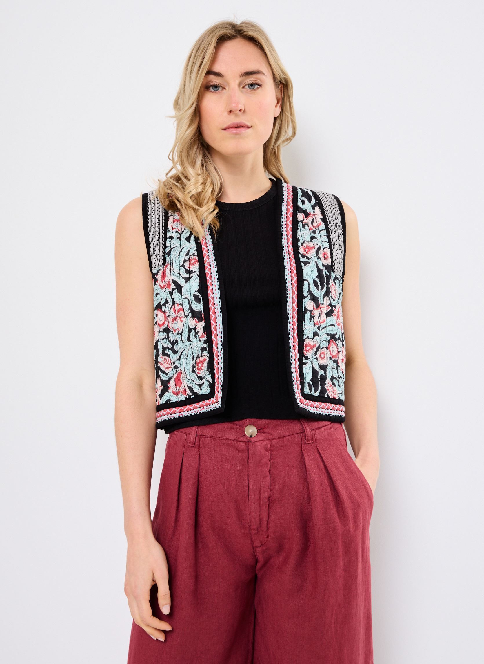 Vestes sans manches Enriqueta femme multicolore Maison Hotel Vestes sans manches Enriqueta femme multicolore Rosa Rosae