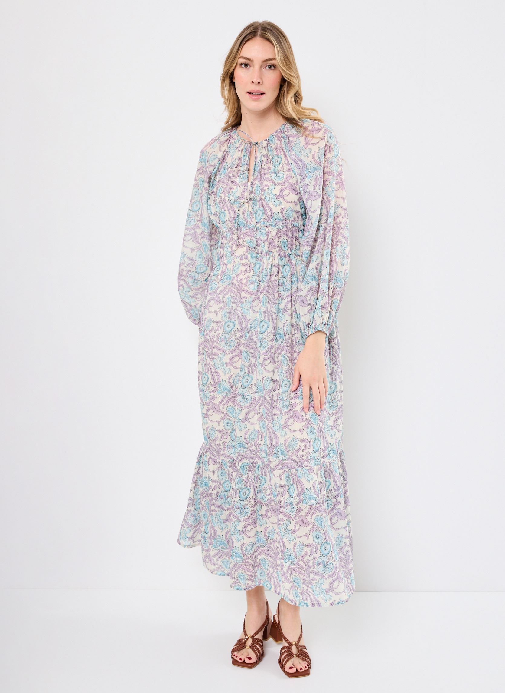 Lange Kleider Flora damen mehrfarbig Maison Hotel Lange Kleider Flora damen mehrfarbig Hawaiian Blue