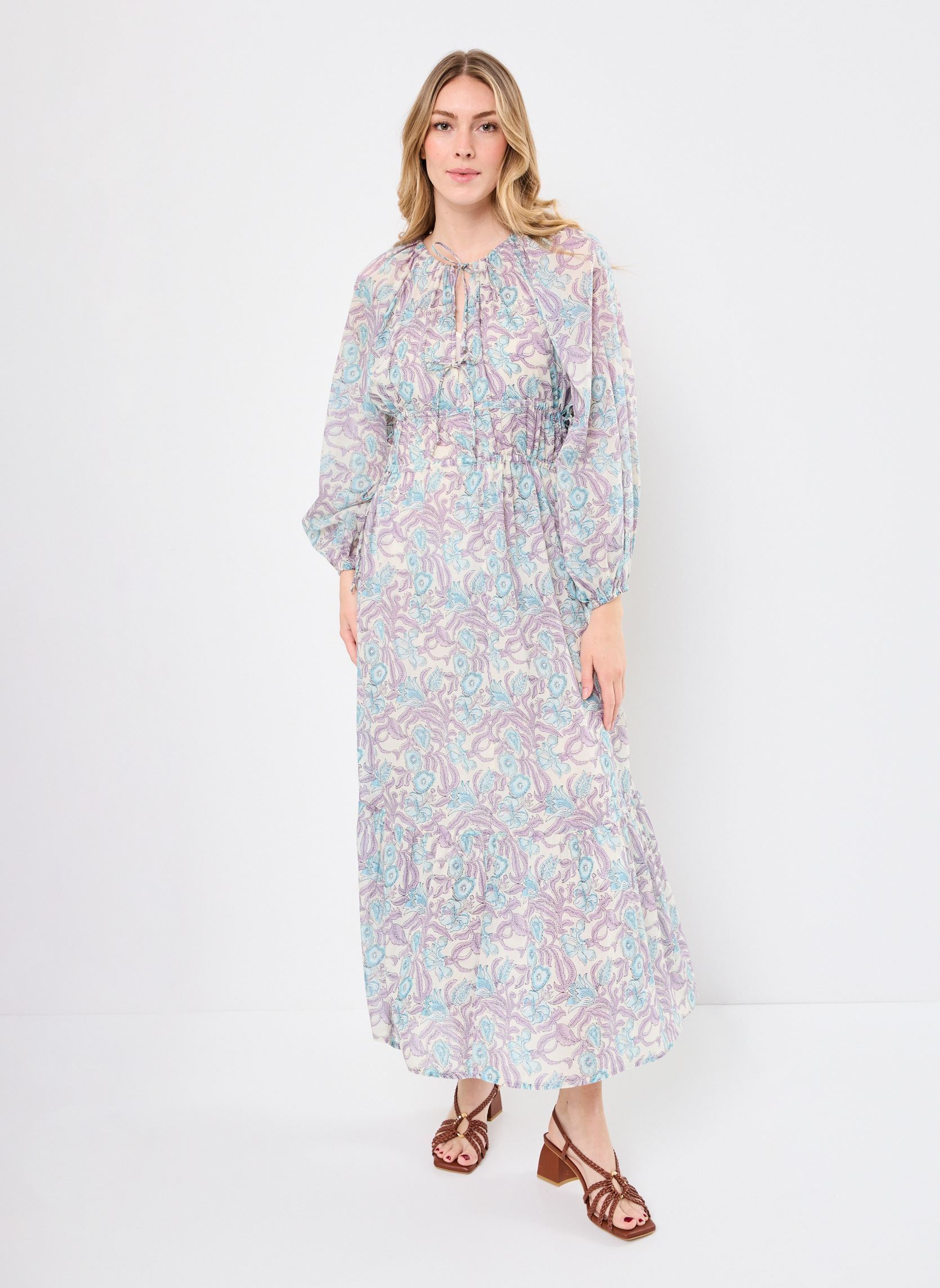 Lange Kleider Flora damen mehrfarbig Maison Hotel Lange Kleider Flora damen mehrfarbig Hawaiian Blue
