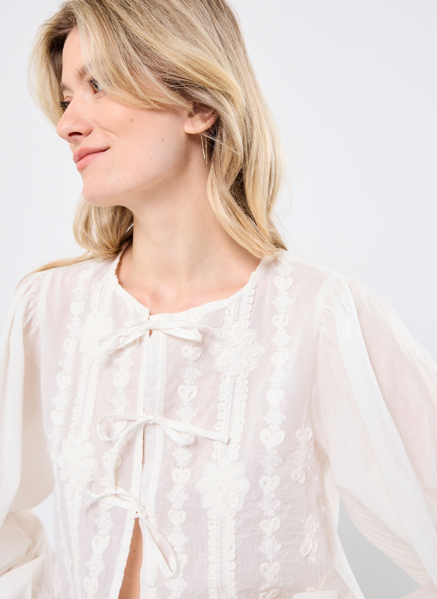 Langarm-Blusen Ludovica damen weiß Maison Hotel Langarm-Blusen Ludovica damen weiß Pearl