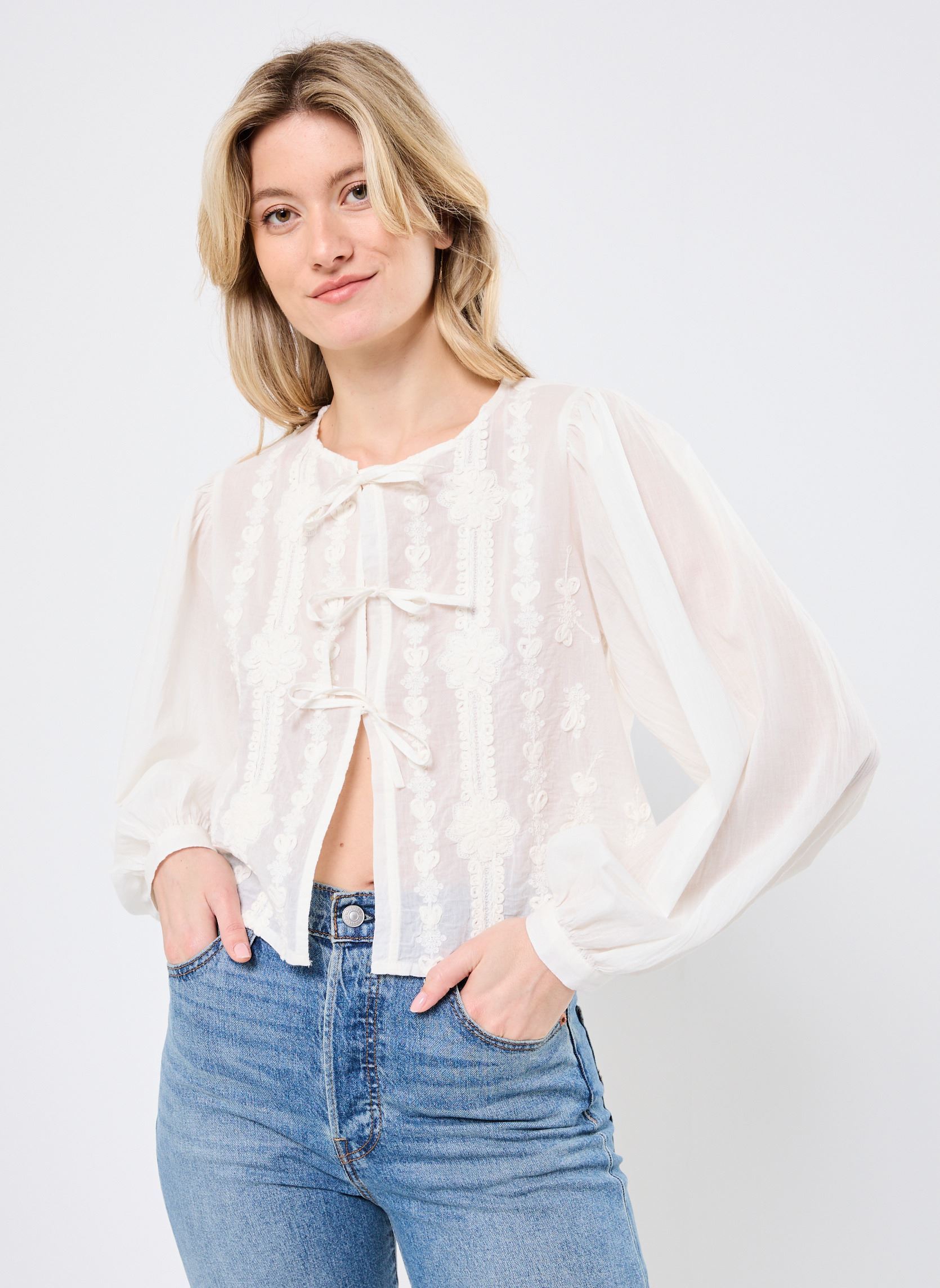Langarm-Blusen Ludovica damen weiß Maison Hotel Langarm-Blusen Ludovica damen weiß Pearl