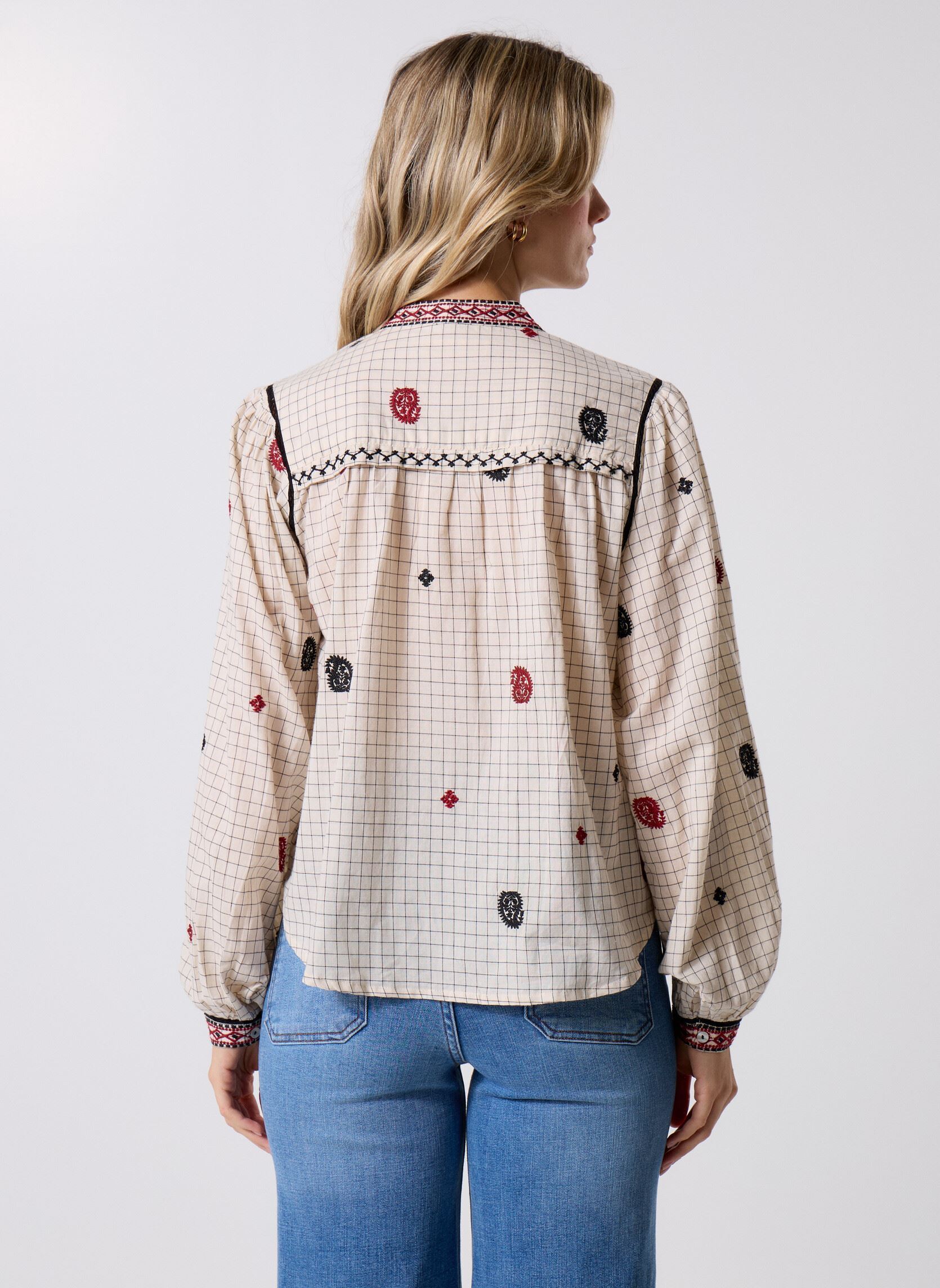 Langarm-Blusen Colette damen weiß Maison Hotel Langarm-Blusen Colette damen weiß Ivory Checks
