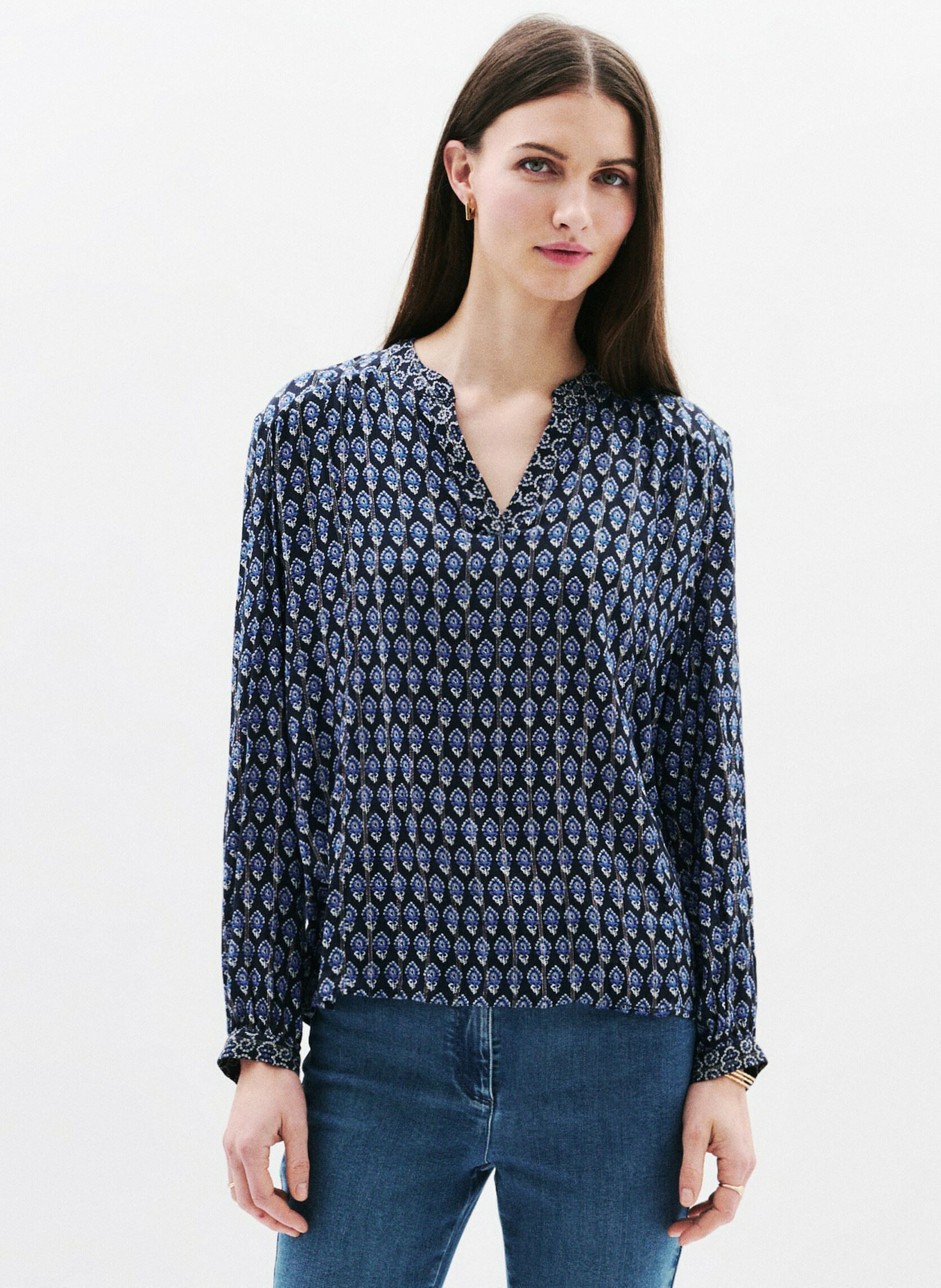Blouse Cavalli Class Bleu - Manches Longues - Coupe Ample Taille 40 - Occasion Très Bon État