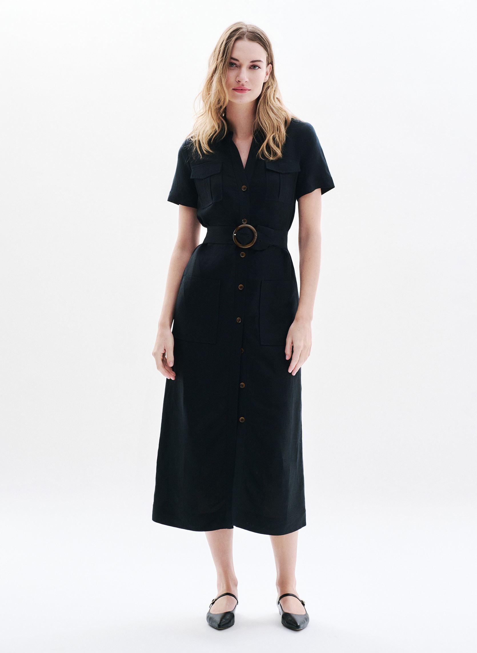 Robe Noire Caroll Taille 40 - Mi-genou - Matière Polyester/laine/lycra - Occasion Très Bon état