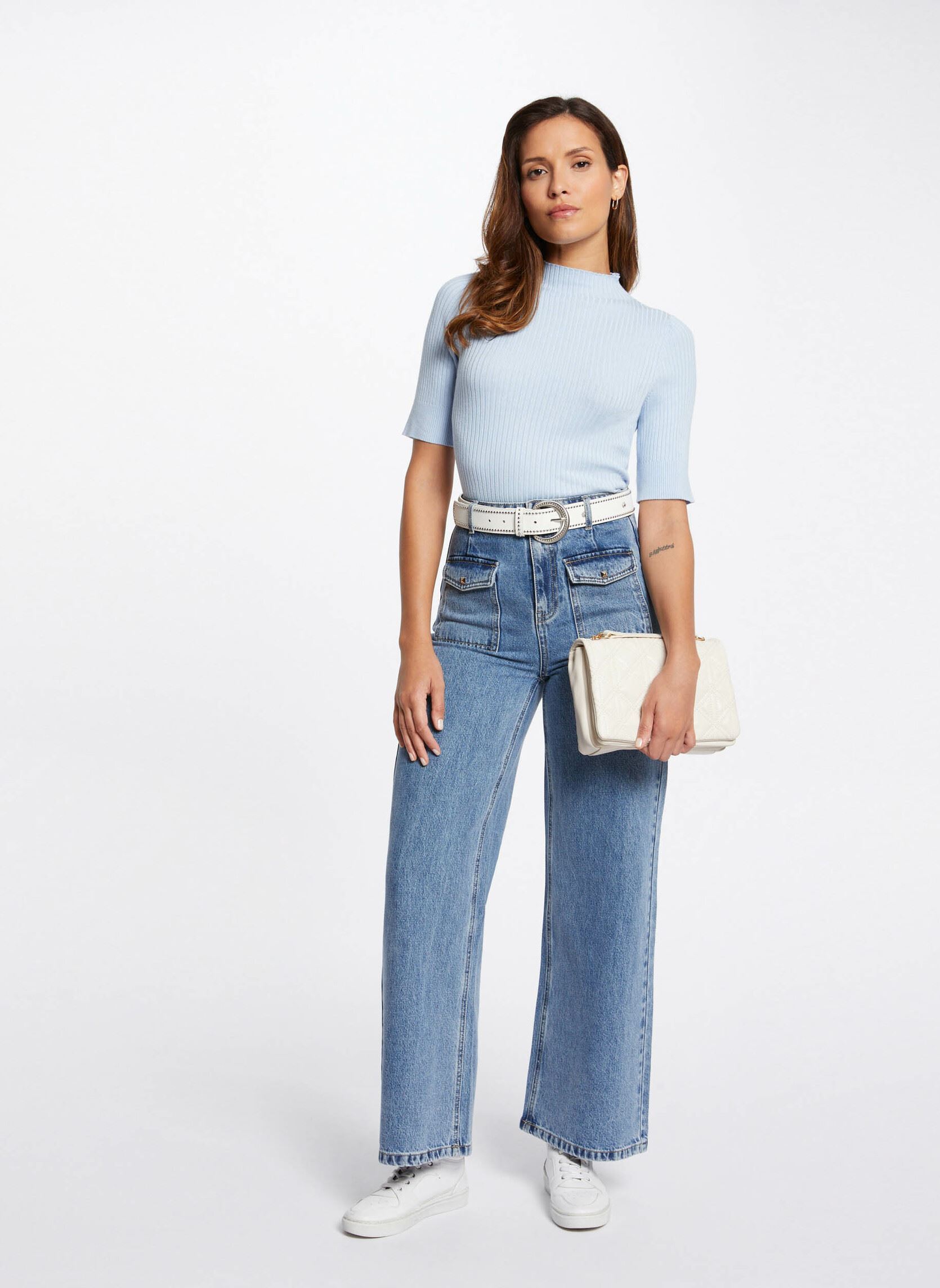 Wijde jeans / Flared Jeans 241-PWIDE dames blauw Morgan Wijde jeans / Flared Jeans 241-PWIDE dames blauw JEAN DOUBLE STONE