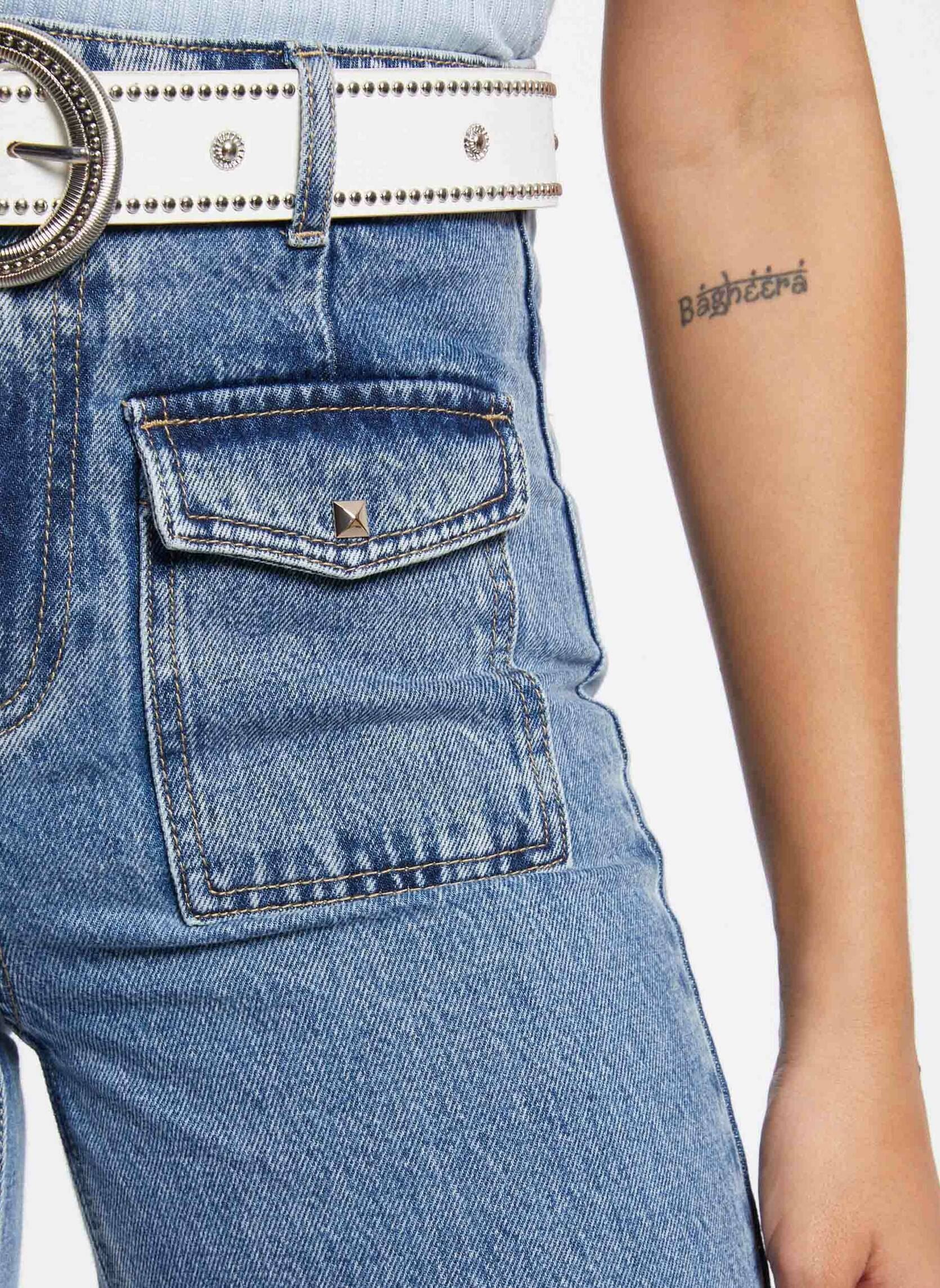 Wijde jeans / Flared Jeans 241-PWIDE dames blauw Morgan Wijde jeans / Flared Jeans 241-PWIDE dames blauw JEAN DOUBLE STONE