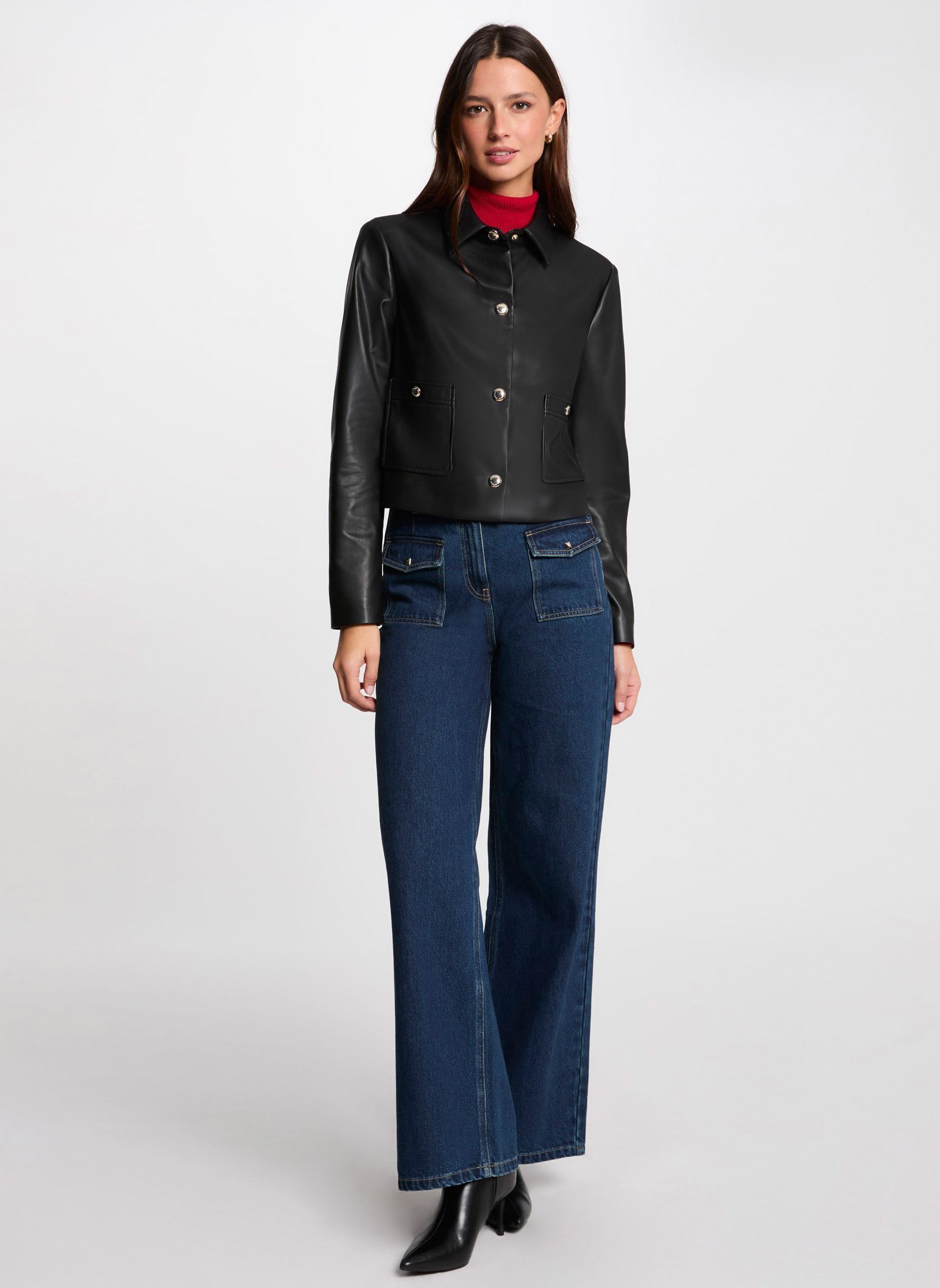 Vestes en cuir 251-GKISS femme noir Morgan Vestes en cuir 251-GKISS femme noir NOIR M