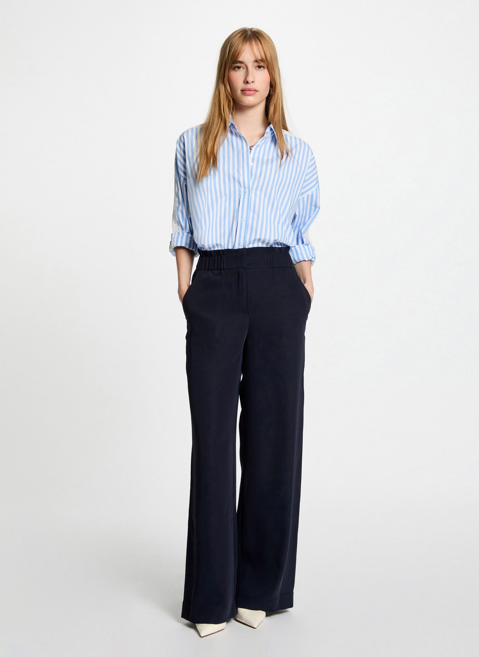 Pantalons larges 242-PBIRD femme bleu Morgan Pantalons larges 242-PBIRD femme bleu MARINE M