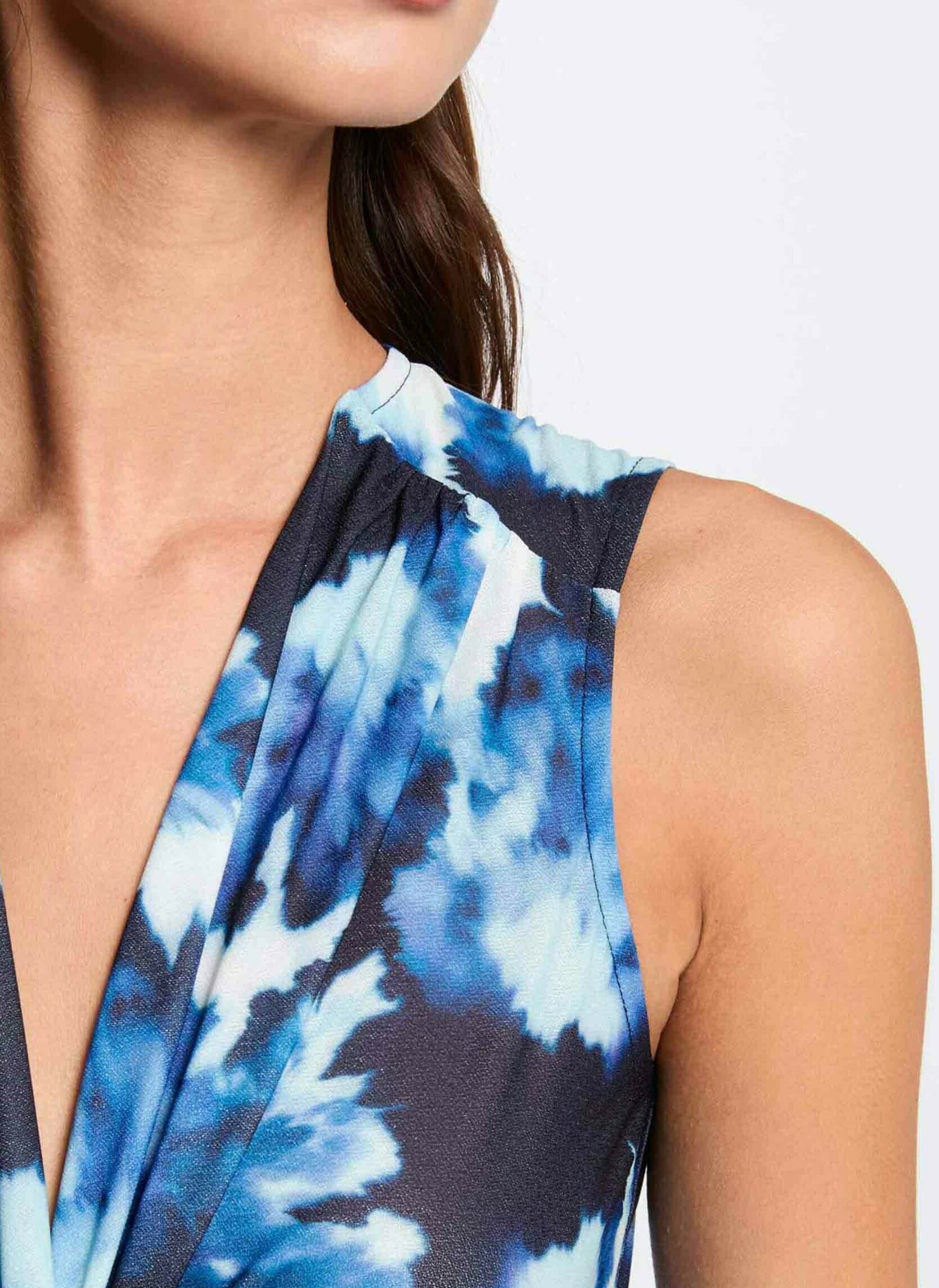 Robe courte en coton mélangé 251-Rtala Bleu Morgan - Femme | Place des Tendances