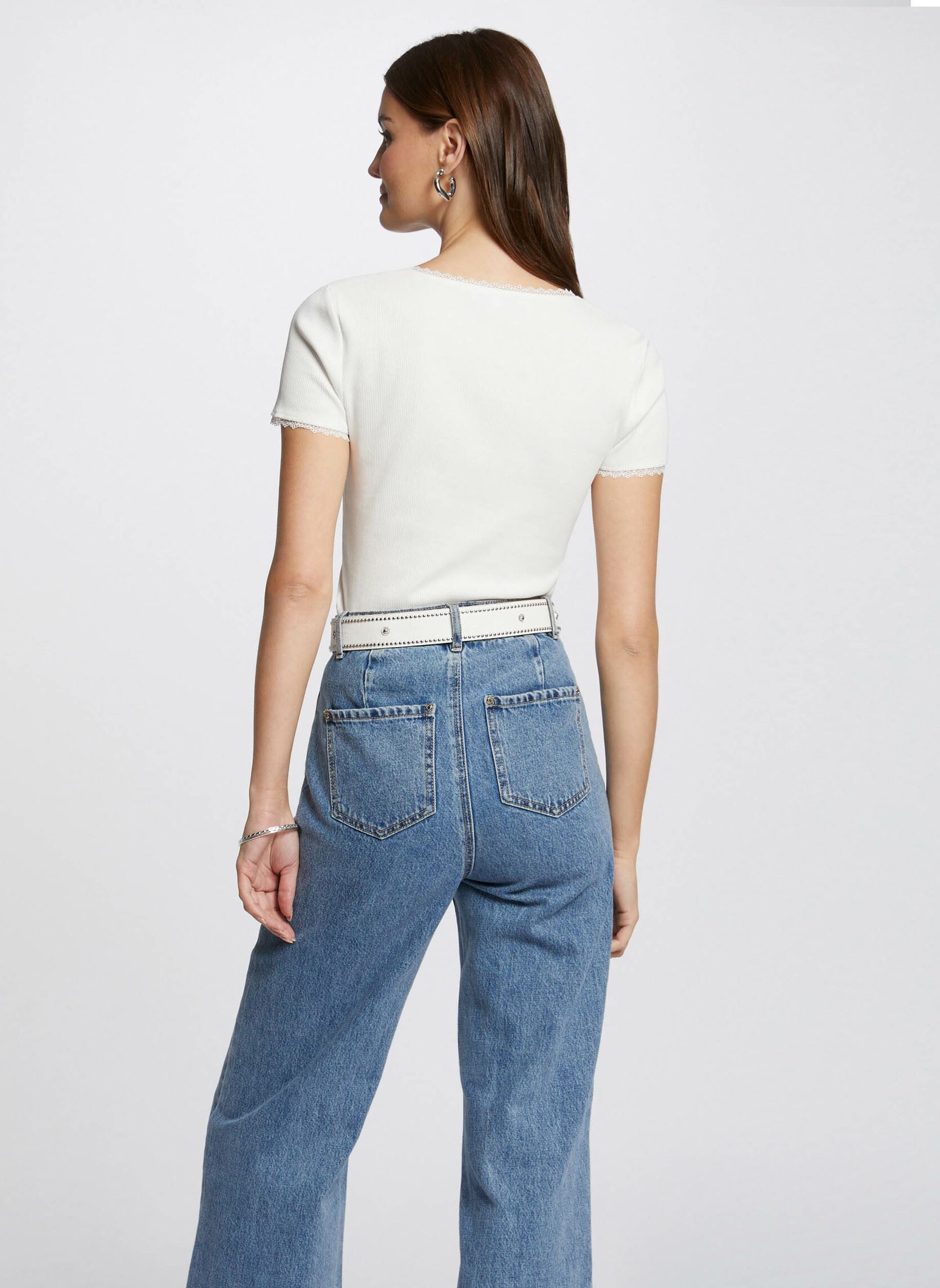 Kurzarm-T-Shirts 232-DLUBI damen weiß Morgan Kurzarm-T-Shirts 232-DLUBI damen weiß ECRU