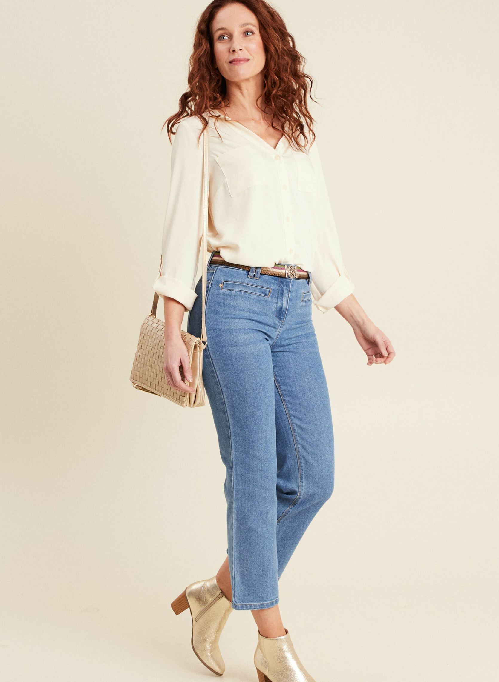 Wijde jeans / Flared Jeans PEBRAZILIAJ dames blauw Bréal Wijde jeans / Flared Jeans PEBRAZILIAJ dames blauw DENIM DOUBLE STONE