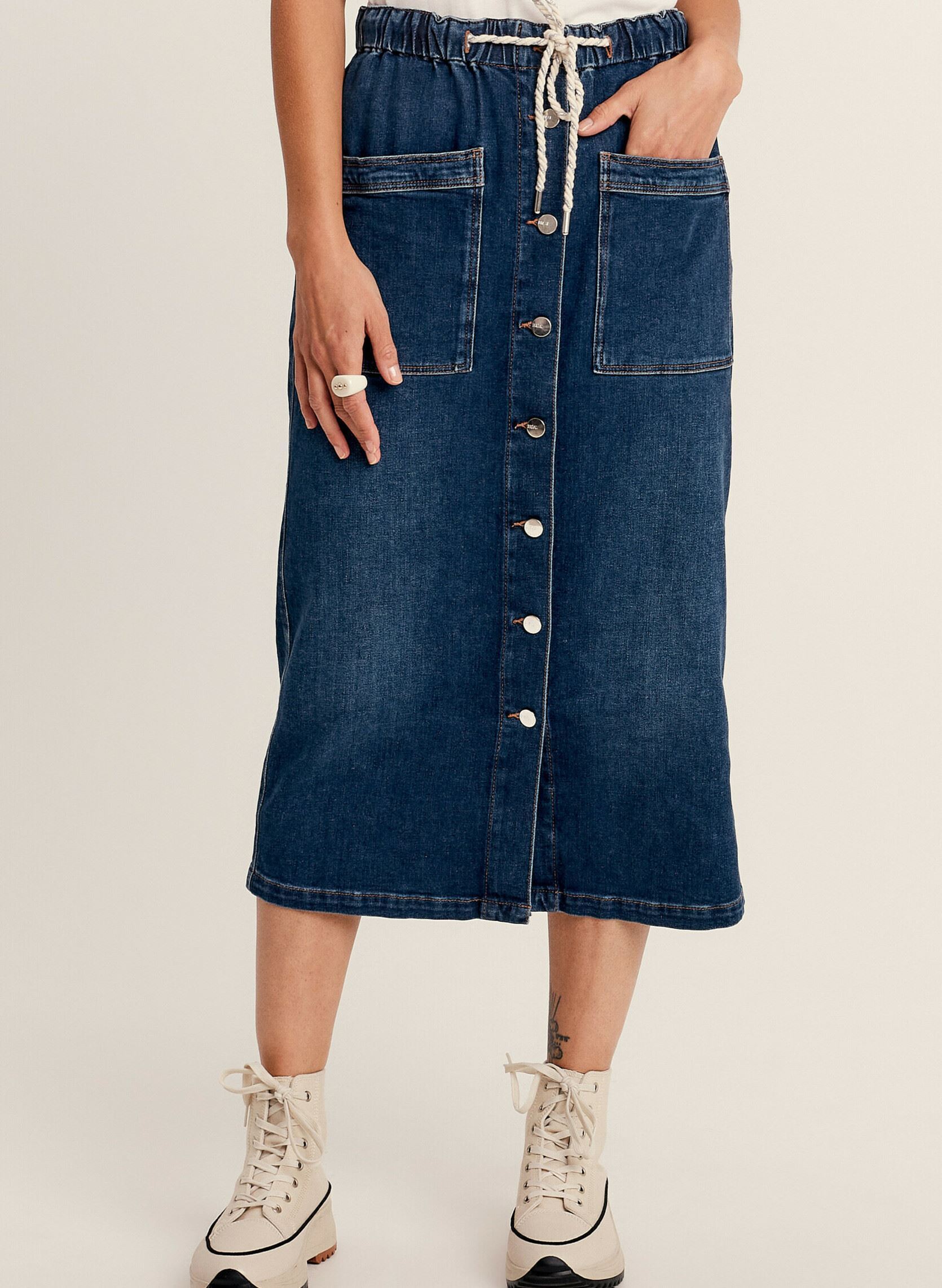 Tommy Hilfiger Jupe Femme Denim Mini Minijupe en Denim Boutonnée, Bleu
