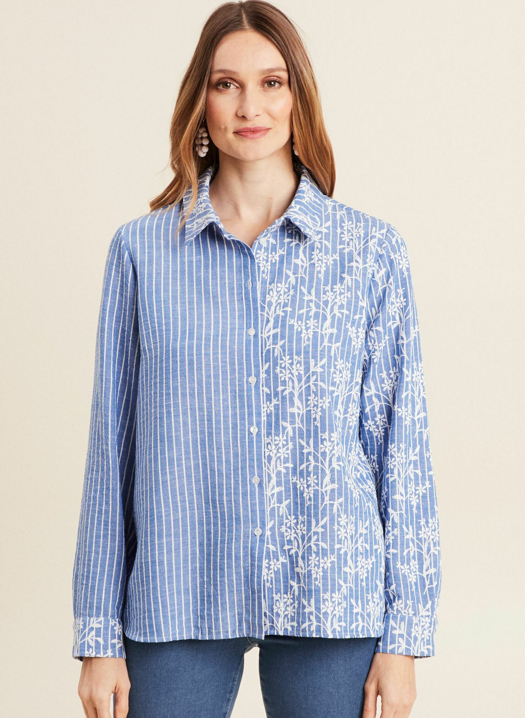 Langarm-Hemden CHEGUMSTRIPE damen blau Bréal Langarm-Hemden CHEGUMSTRIPE damen blau BRO-GUMFLOWER-B