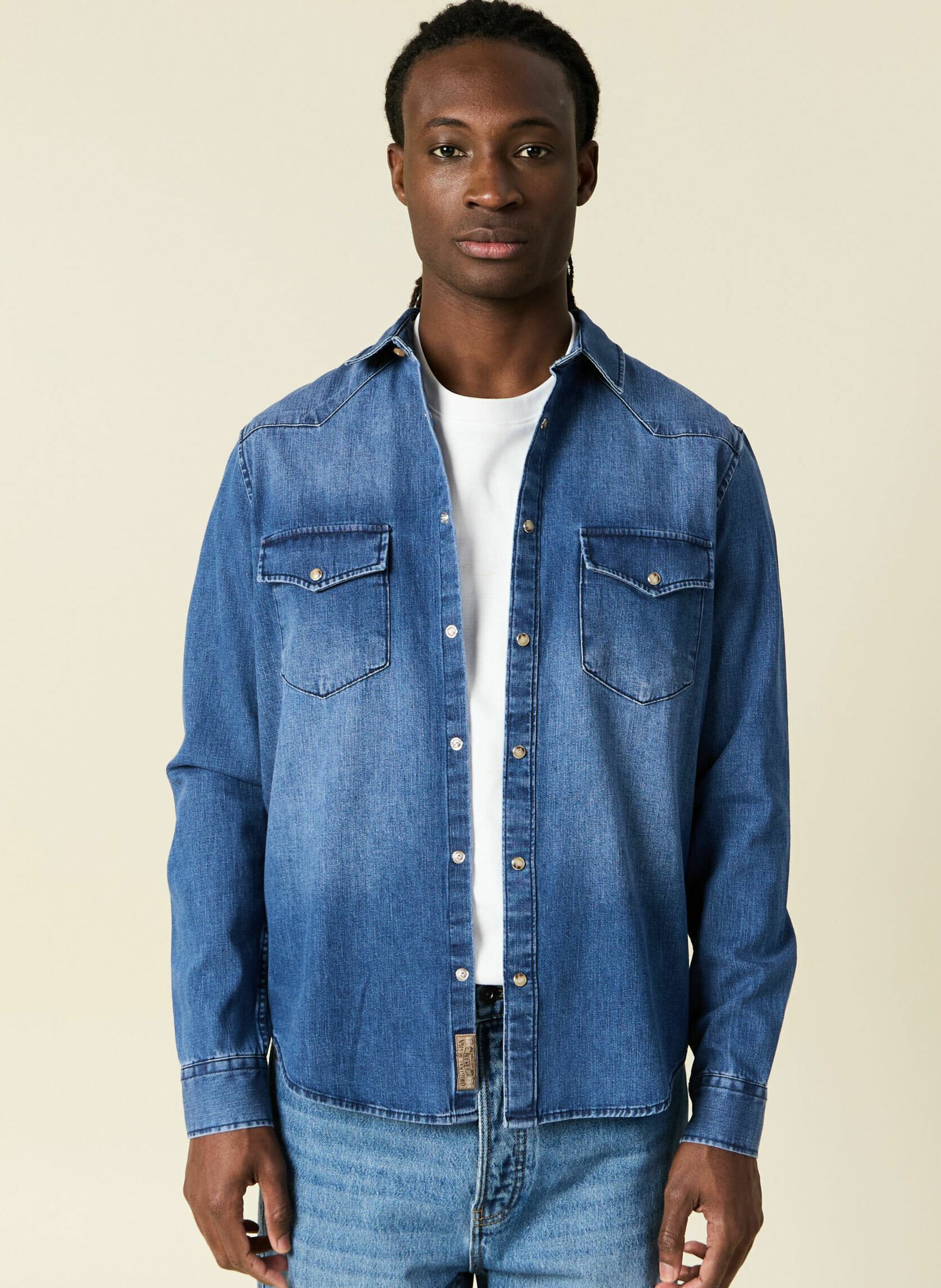 Chemises DENIMSTAR4H homme bleu Bonobo Chemises DENIMSTAR4H homme bleu DENIM STONE