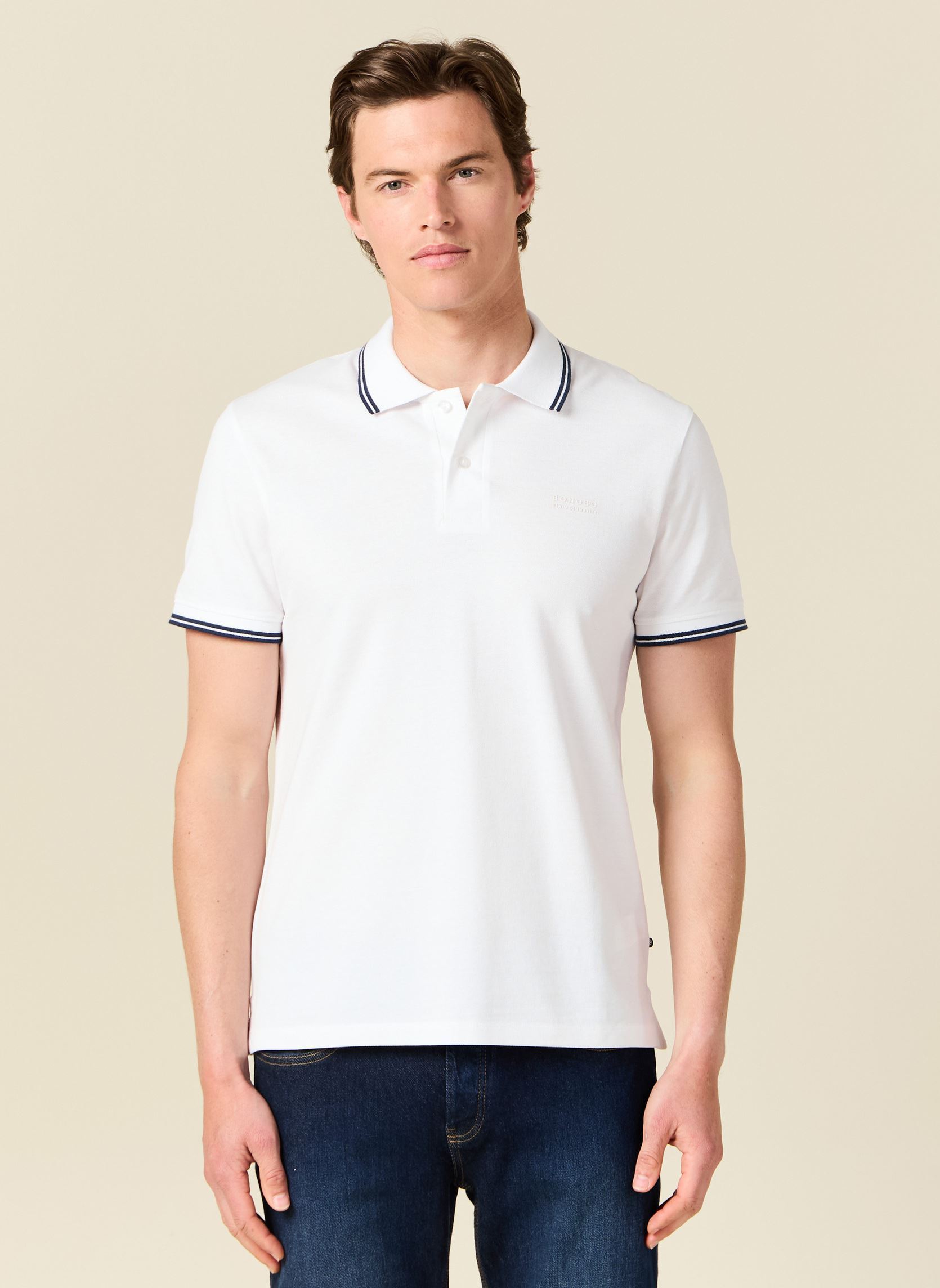 Kurzarm-Poloshirts POLUNI2H herren weiß Bonobo Kurzarm-Poloshirts POLUNI2H herren weiß BRIGHT WHITE