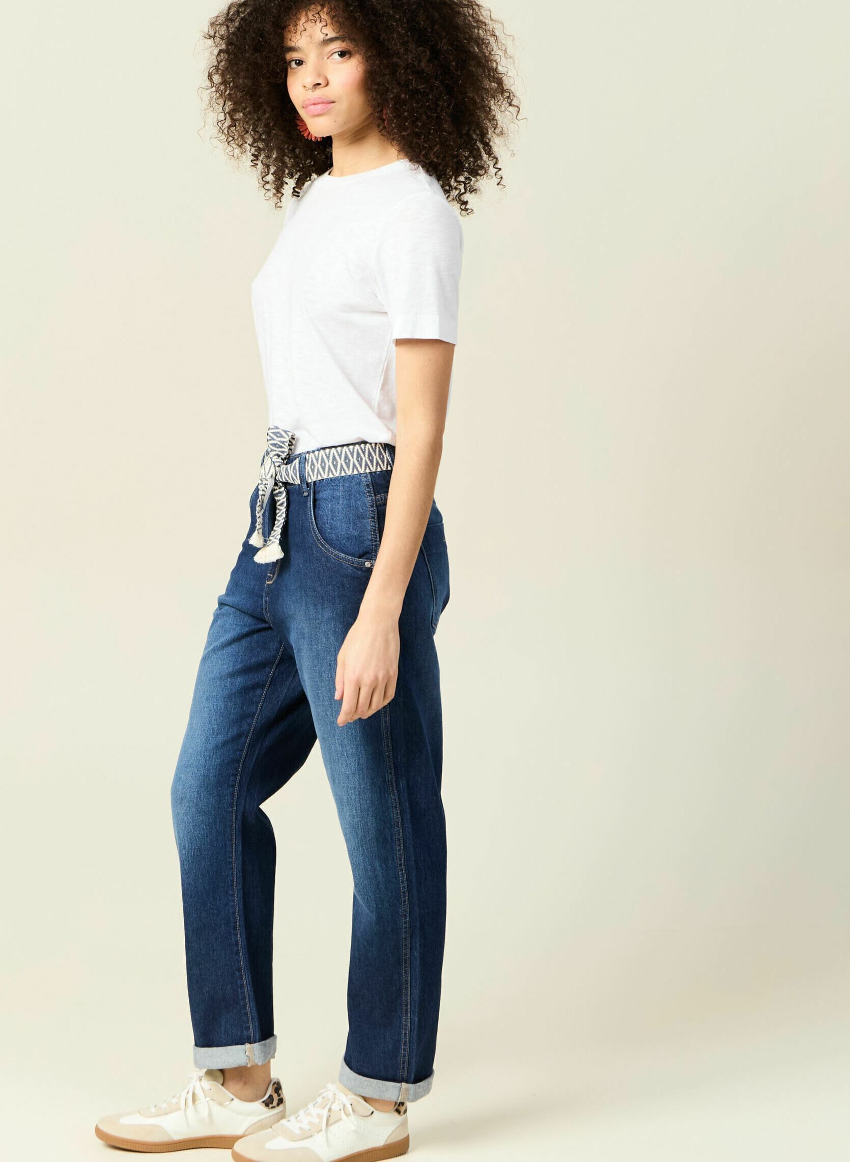 Wijde jeans / Flared Jeans PARIS-BELT dames blauw Bonobo Wijde jeans / Flared Jeans PARIS-BELT dames blauw DENIM BRUT