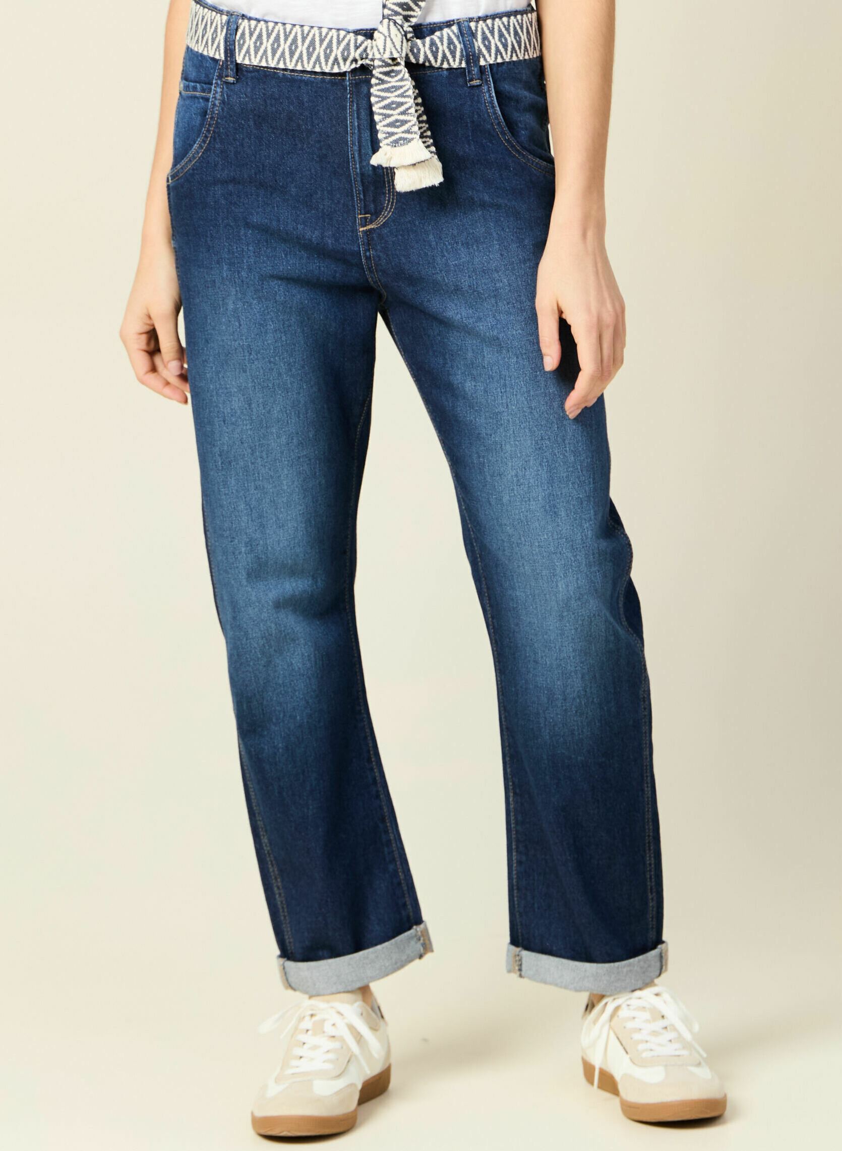 Wijde jeans / Flared Jeans PARIS-BELT dames blauw Bonobo Wijde jeans / Flared Jeans PARIS-BELT dames blauw DENIM BRUT