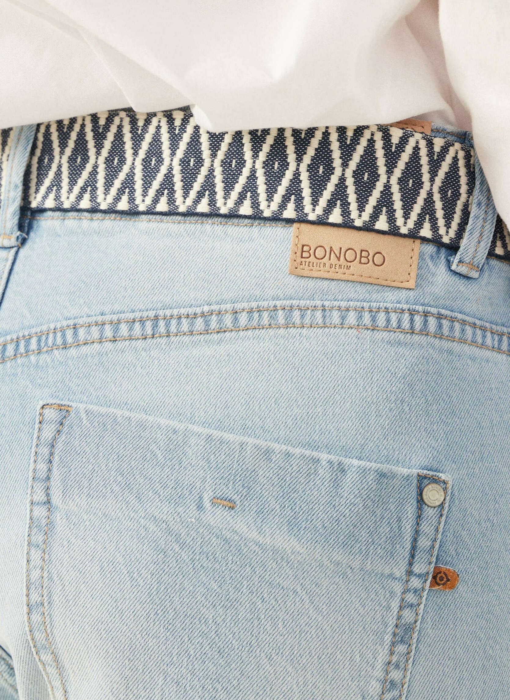 Wijde jeans / Flared Jeans PARIS-BELT dames blauw Bonobo Wijde jeans / Flared Jeans PARIS-BELT dames blauw DENIM BLEACH