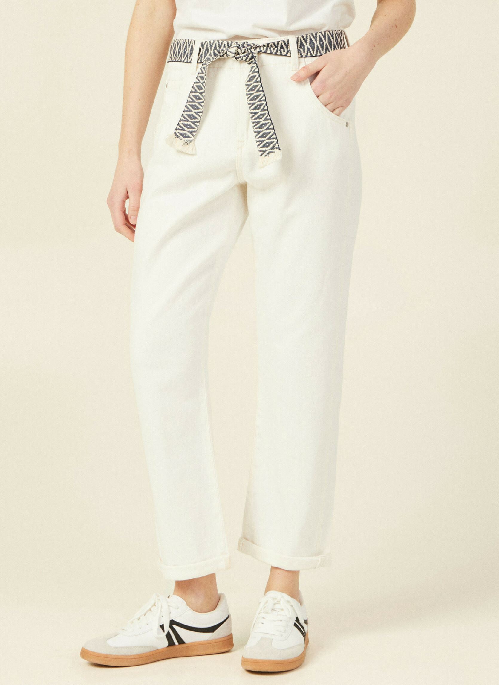 Jeans large PARIS-BELT1 femme blanc Bonobo Jeans large PARIS-BELT1 femme blanc DENIM OFF WHITE