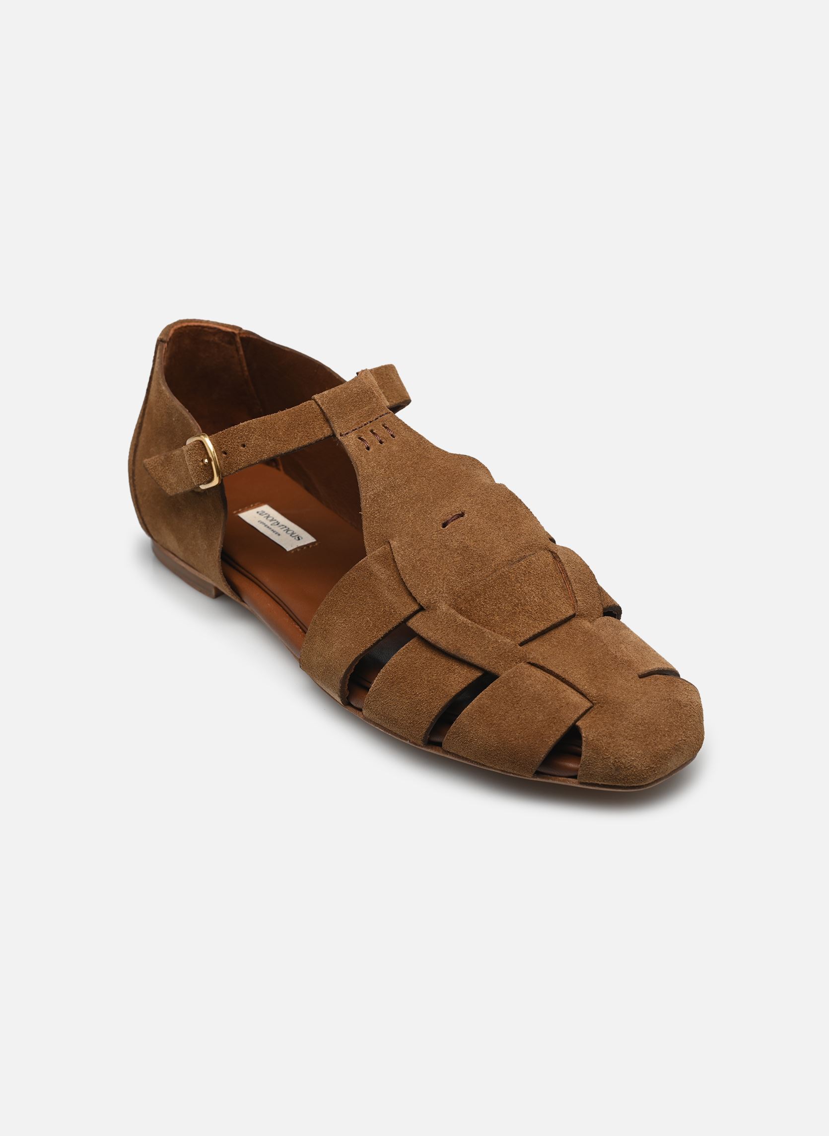 Platte sandalen LAIN FLATS dames bruin Anonymous Copenhagen Platte sandalen LAIN FLATS dames bruin CALF SUEDE CINNAMON