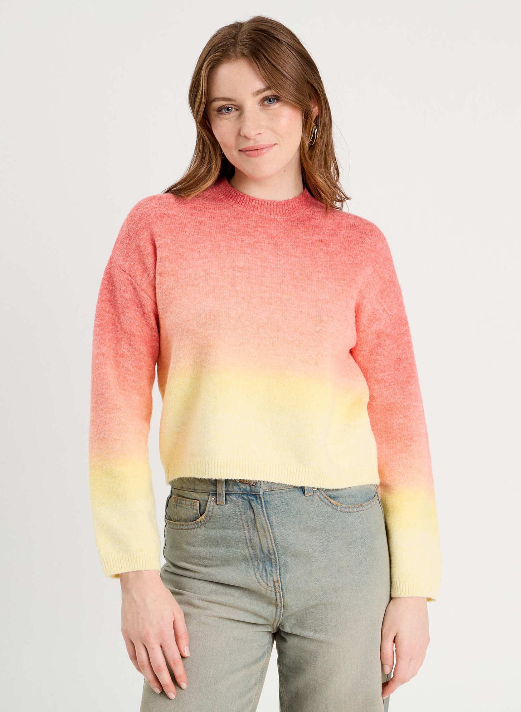 Pull Tunique à Capuche Cache-Cache 50% Laine - Taille M Orange - Occasion Très Bon état