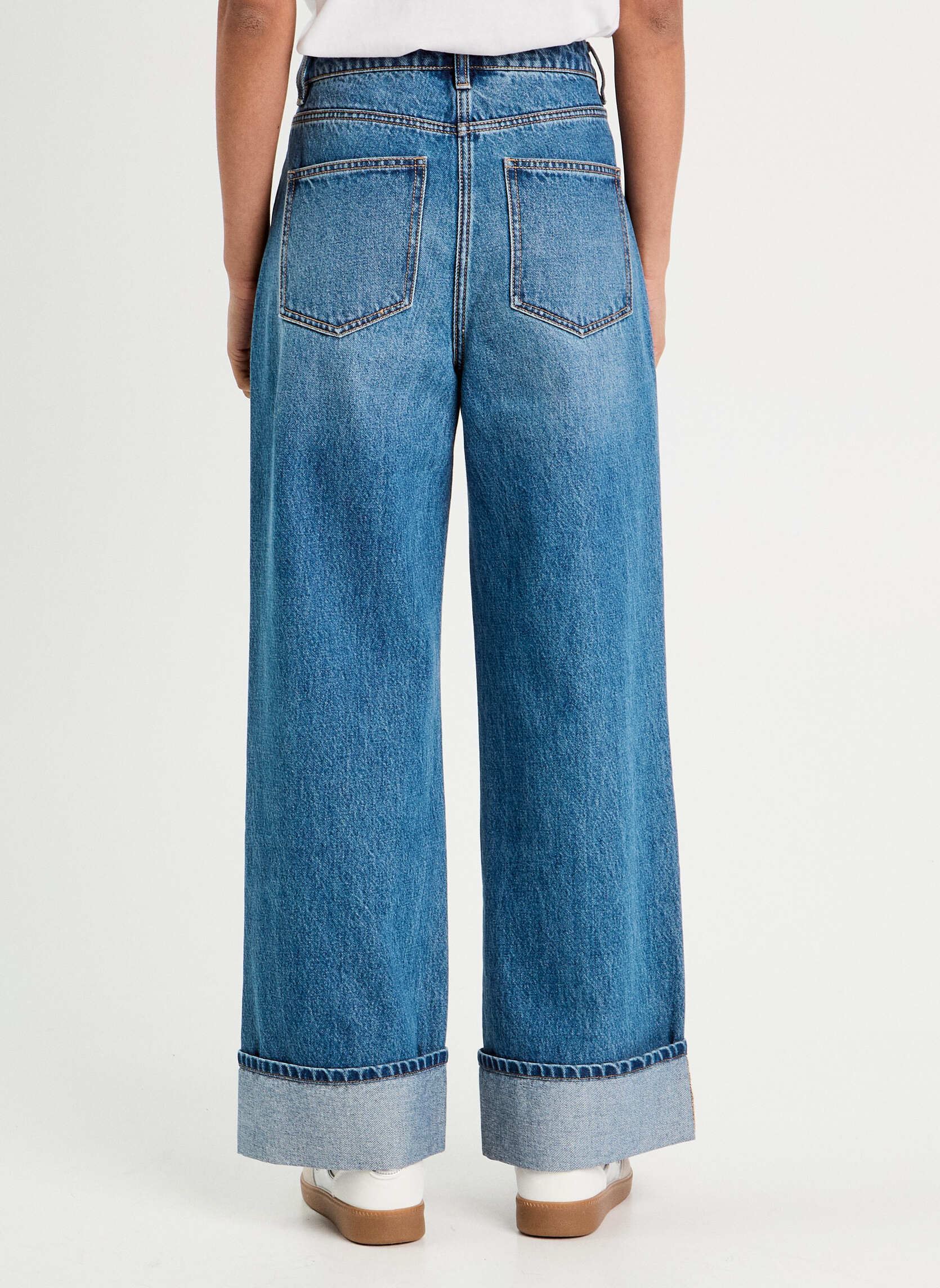 Wijde jeans / Flared Jeans Istano-Turn dames blauw Cache Cache Wijde jeans / Flared Jeans Istano-Turn dames blauw DENIM DOUBLE STONE