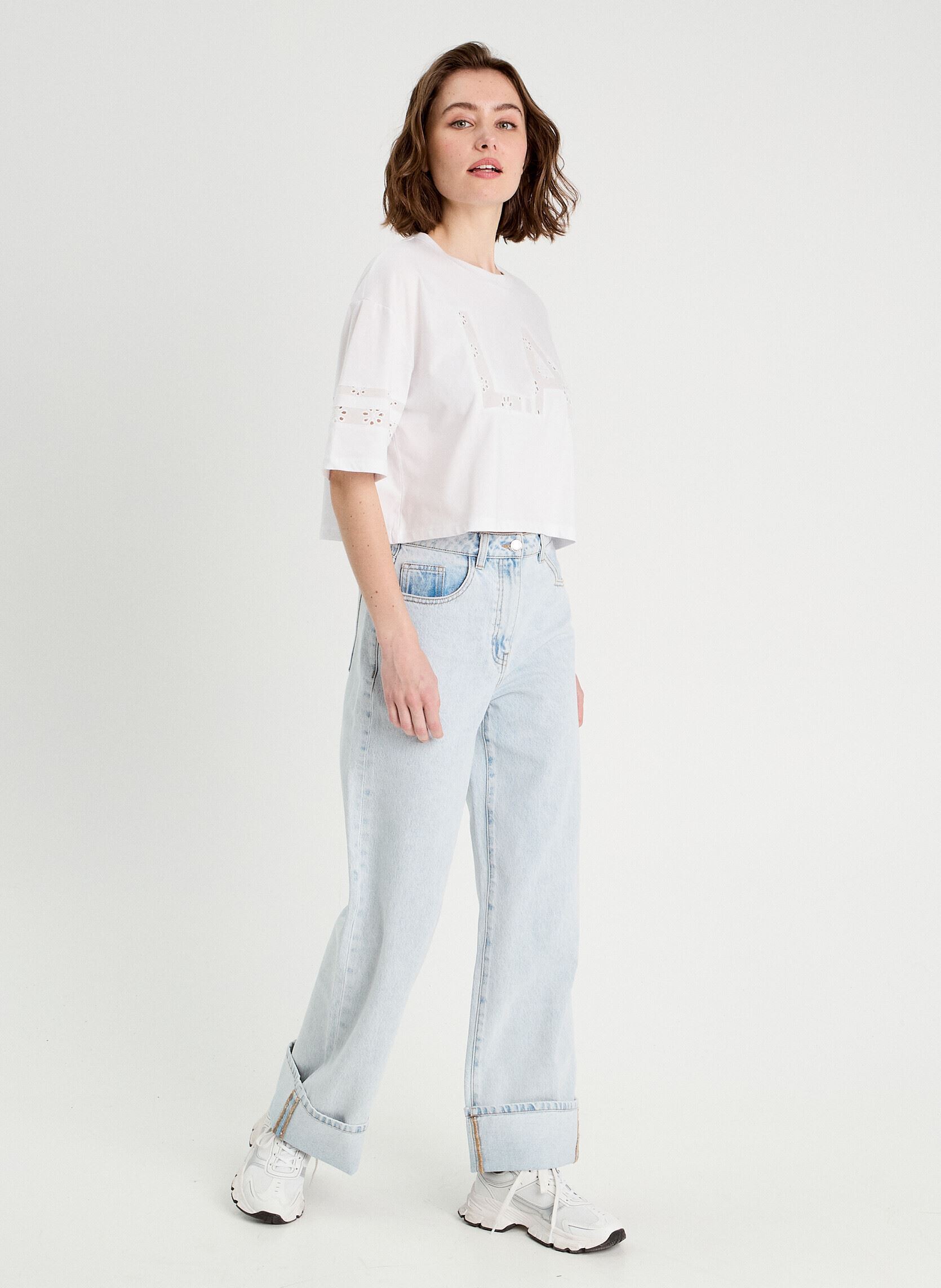 Jeans larghi Istano-Turn donna blu Cache Cache Jeans larghi Istano-Turn donna blu DENIM BLEACH