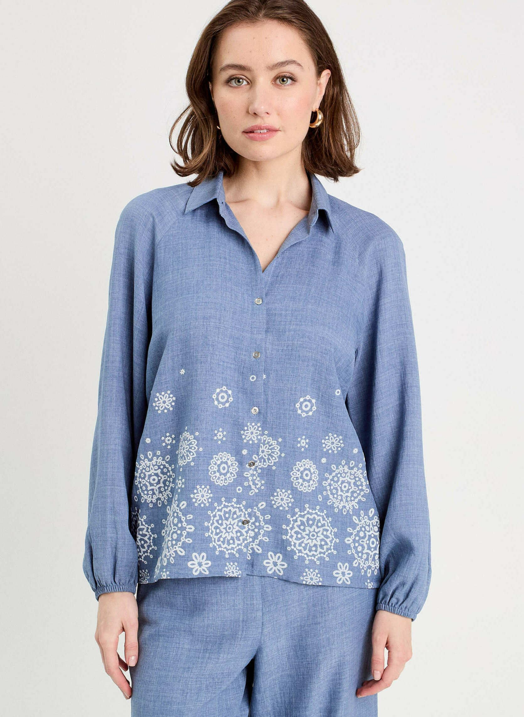 Langarm-Blusen Bloflowasis2 damen blau Cache Cache Langarm-Blusen Bloflowasis2 damen blau GEO-OASISORN-B