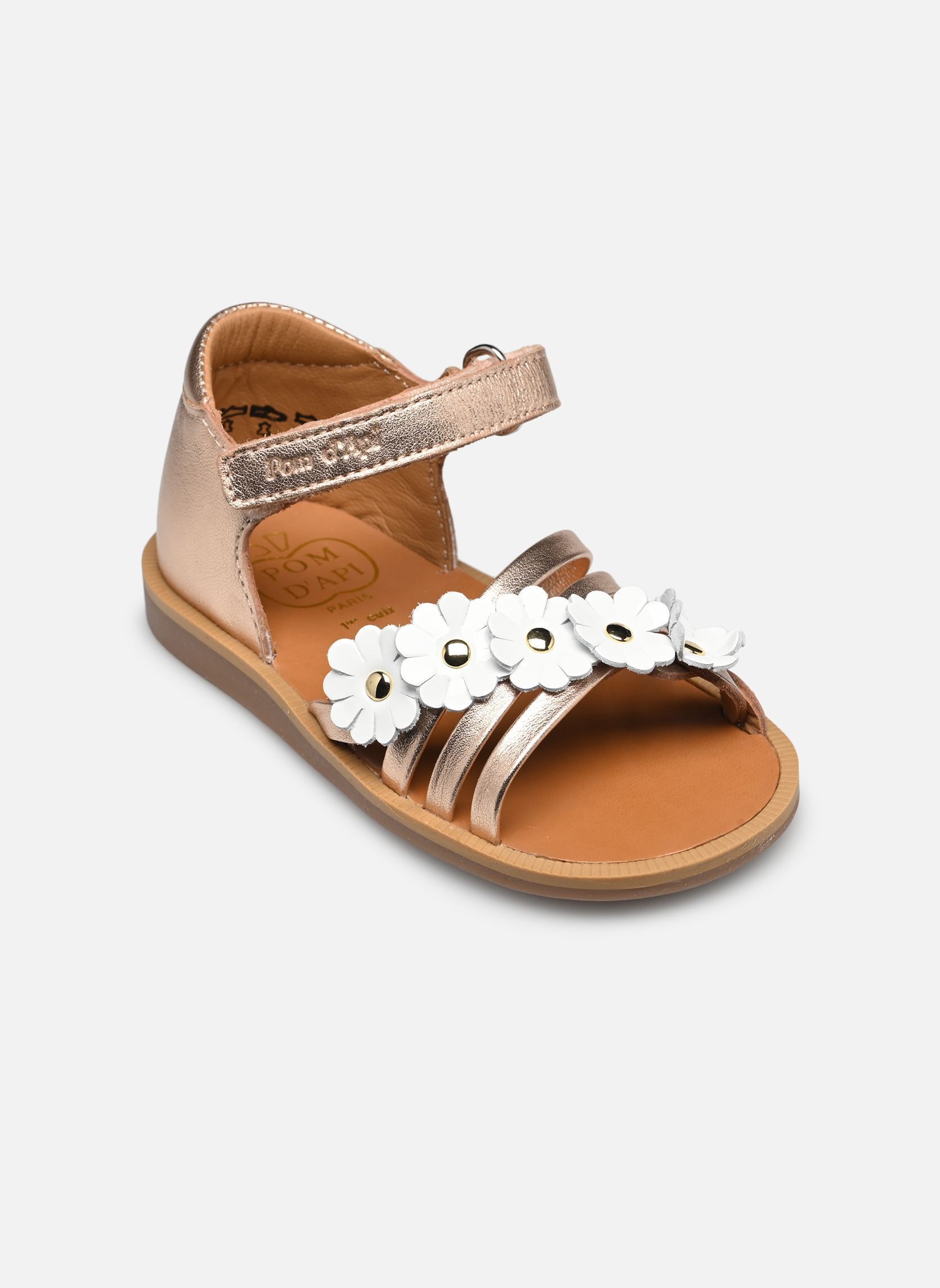 Sandalen POPPY MULTI FLO mädchen rosa Pom d Api Sandalen POPPY MULTI FLO mädchen rosa CUIVRE-BLANC