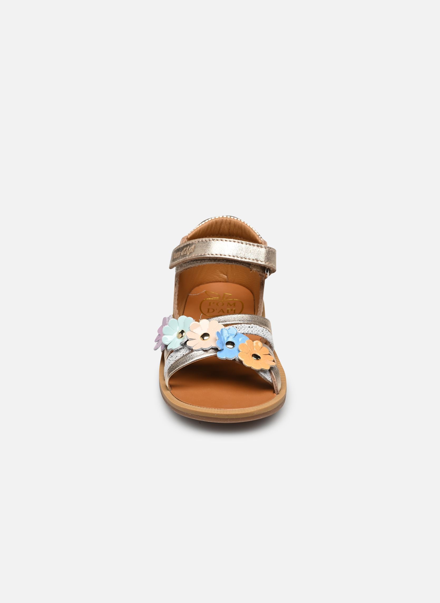 Sandales POPPY MULTI FLO fille or et bronze Pom d Api Sandales POPPY MULTI FLO fille or et bronze PLATINE-MULTI FRESH