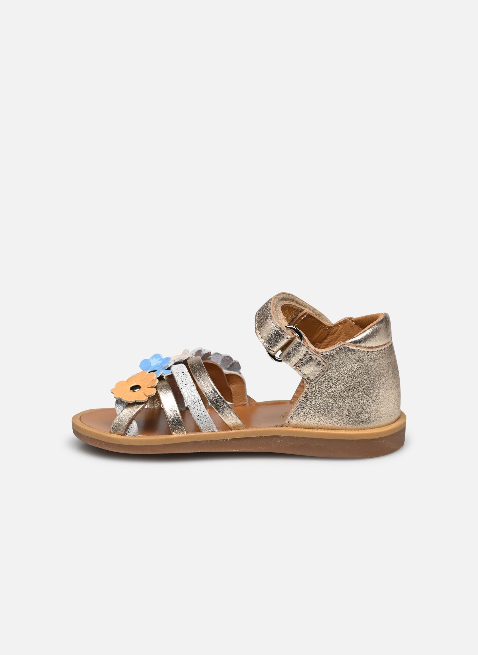 Sandales POPPY MULTI FLO fille or et bronze Pom d Api Sandales POPPY MULTI FLO fille or et bronze PLATINE-MULTI FRESH