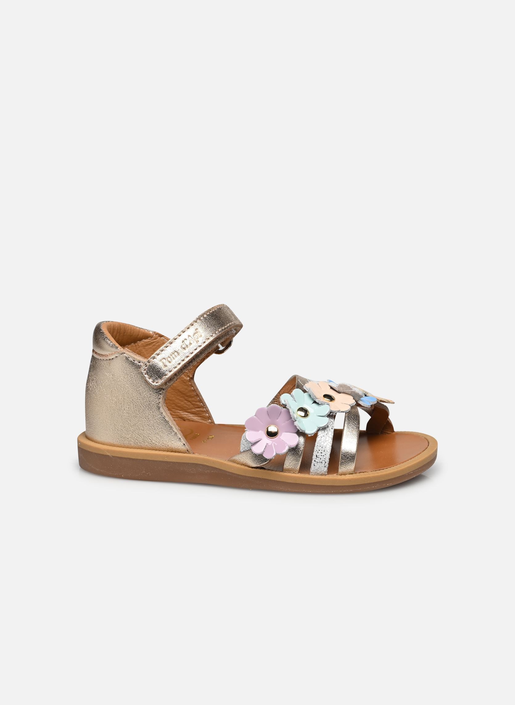 Sandales POPPY MULTI FLO fille or et bronze Pom d Api Sandales POPPY MULTI FLO fille or et bronze PLATINE-MULTI FRESH