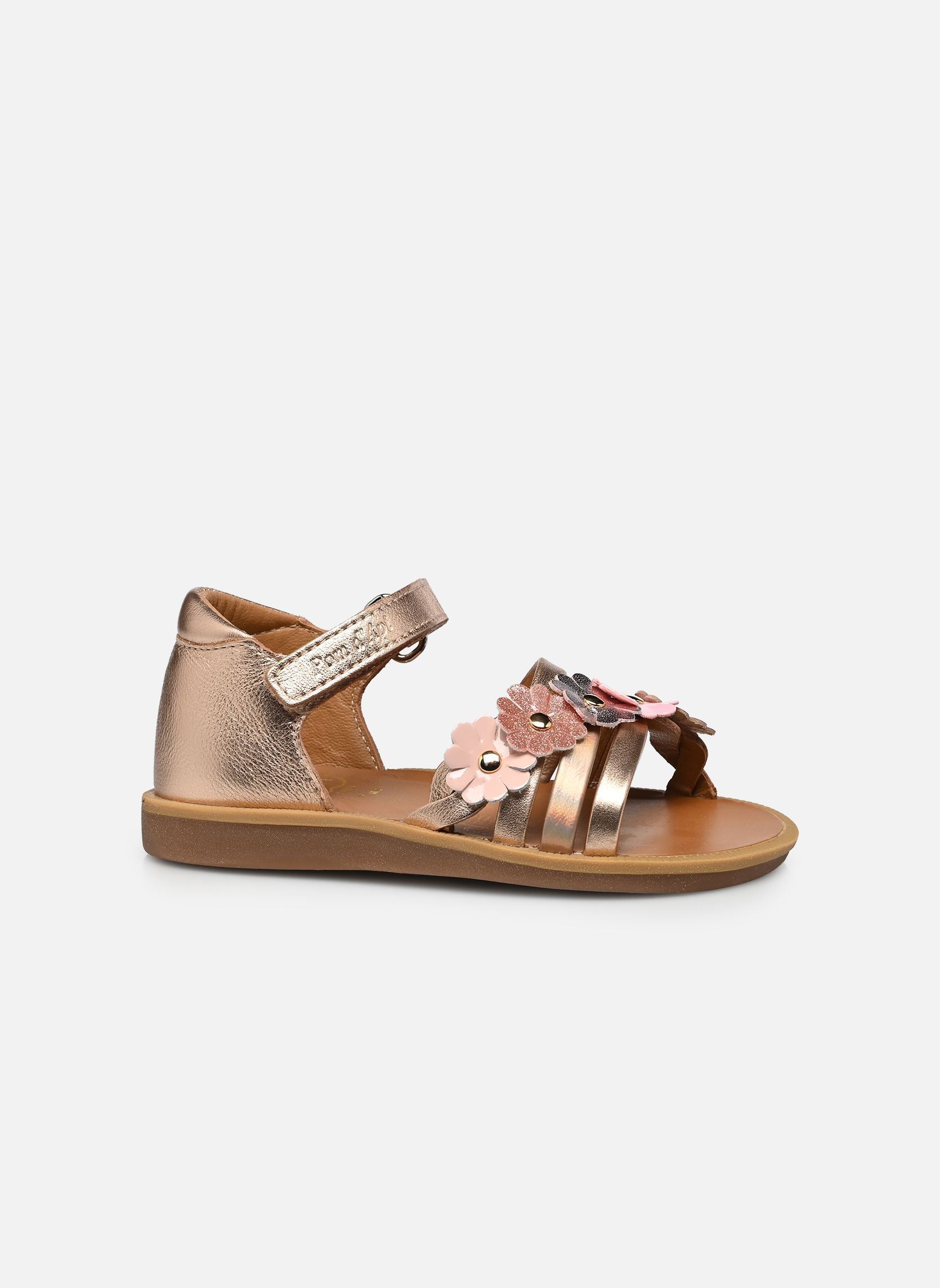 Sandalen POPPY MULTI FLO mädchen silber Pom d Api Sandalen POPPY MULTI FLO mädchen silber CUIVRE-MULTI ROSE