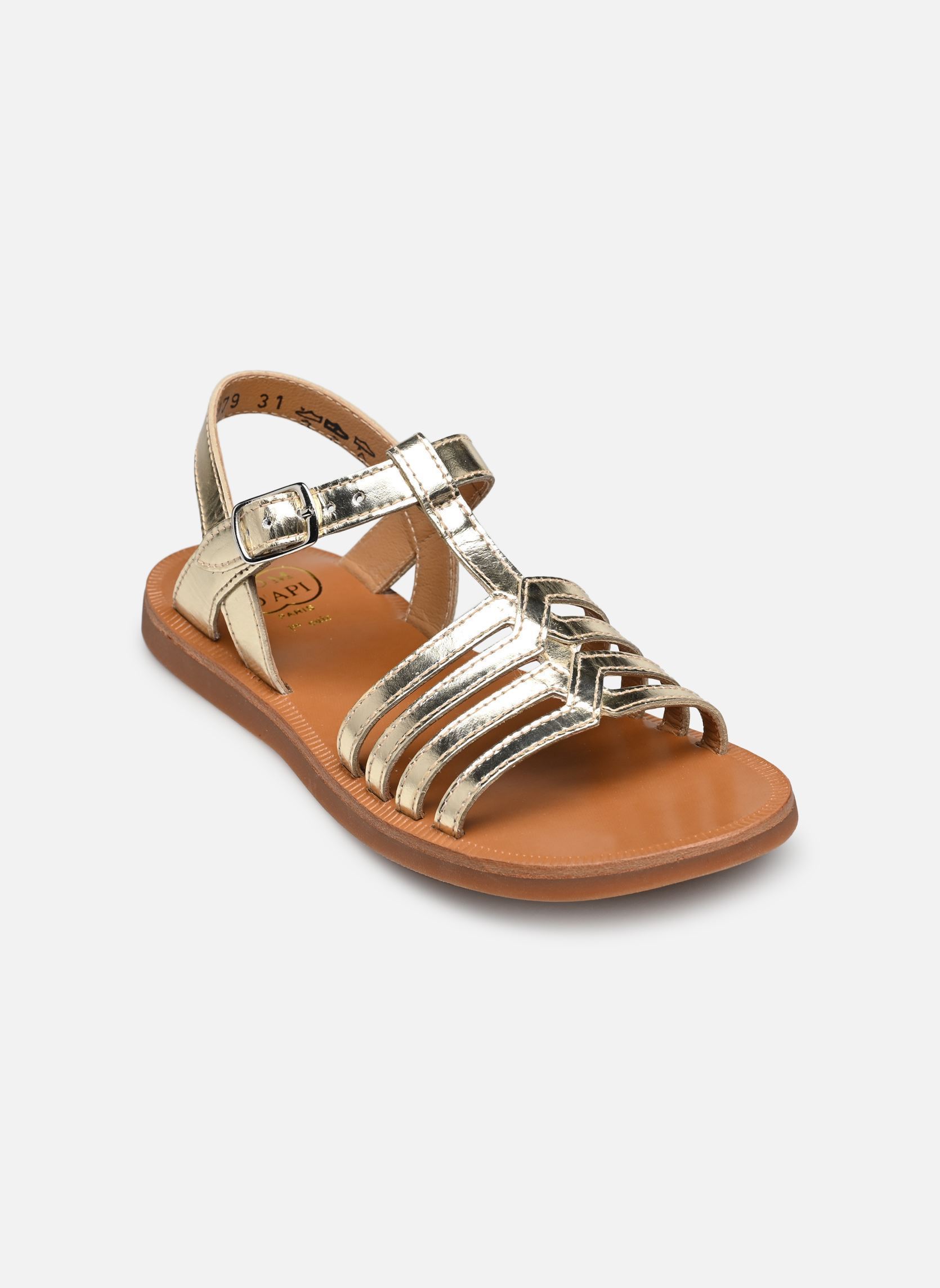 Sandales PLAGETTE NEW SALOME fille or et bronze Pom d Api Sandales PLAGETTE NEW SALOME fille or et bronze PLATINE