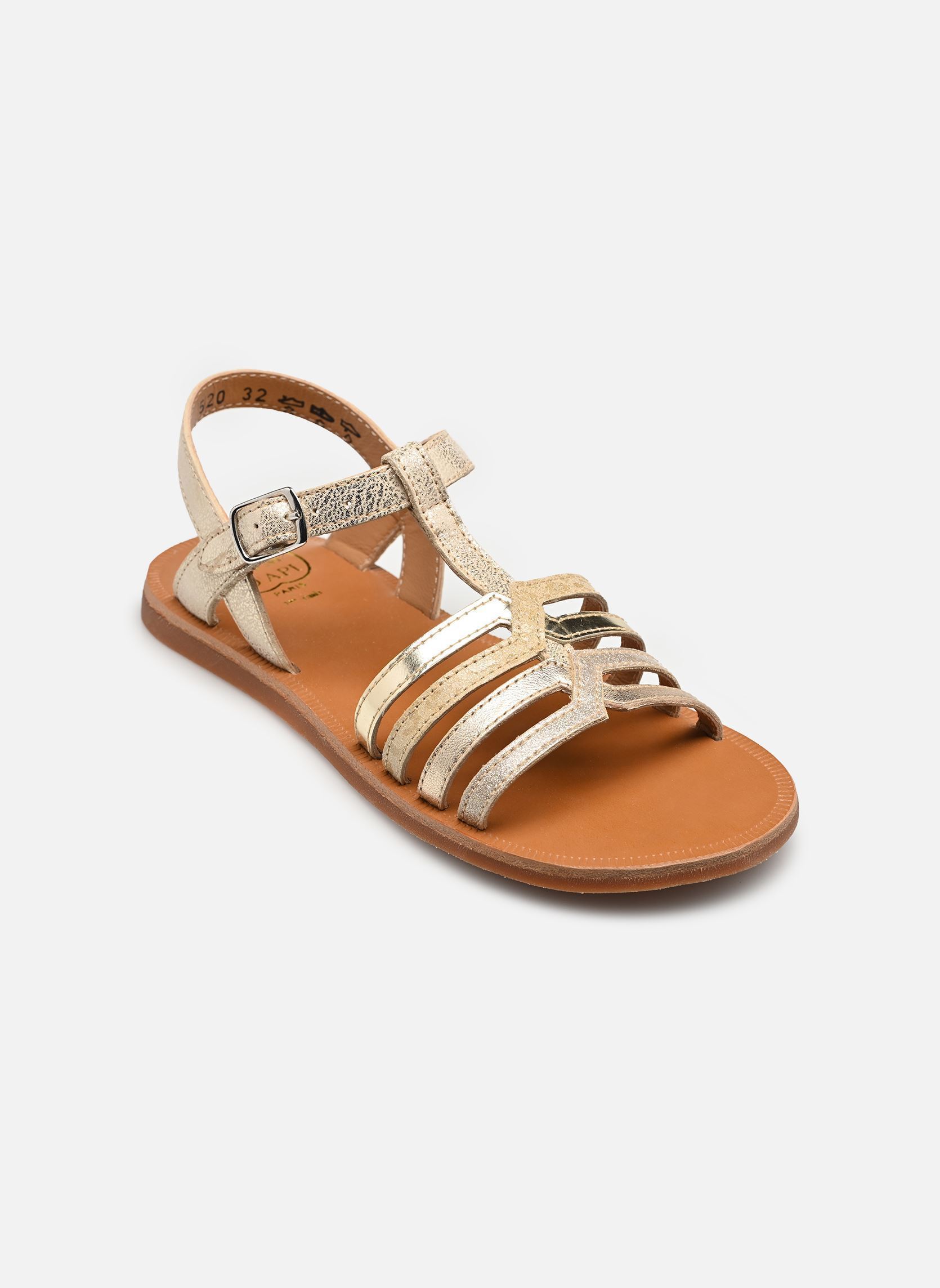 Sandales PLAGETTE NEW SALOME fille or et bronze Pom d Api Sandales PLAGETTE NEW SALOME fille or et bronze PLATINE 2