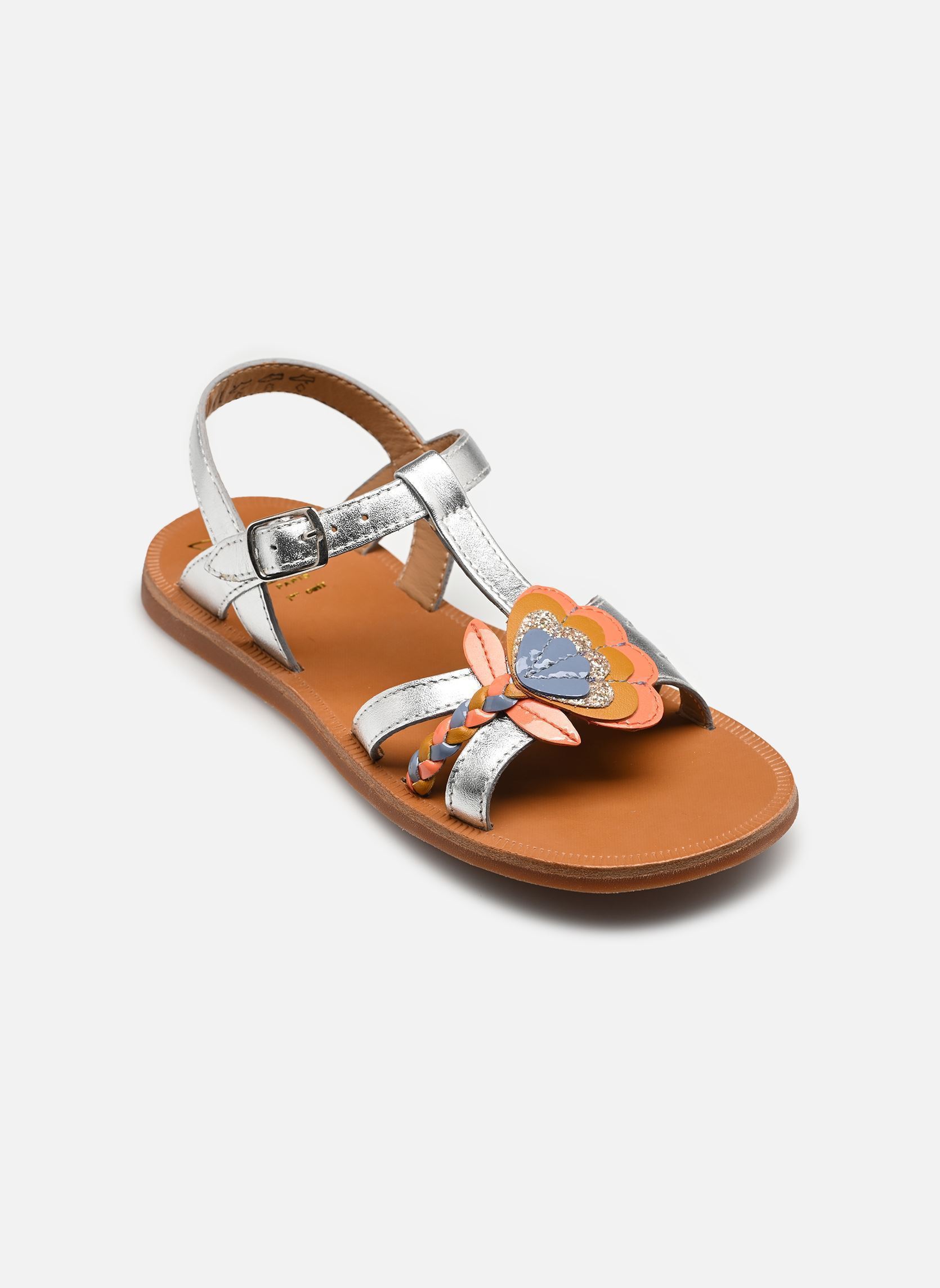 Sandalen PLAGETTE ALTO mädchen silber Pom d Api Sandalen PLAGETTE ALTO mädchen silber ARGENT MULTI PEPS