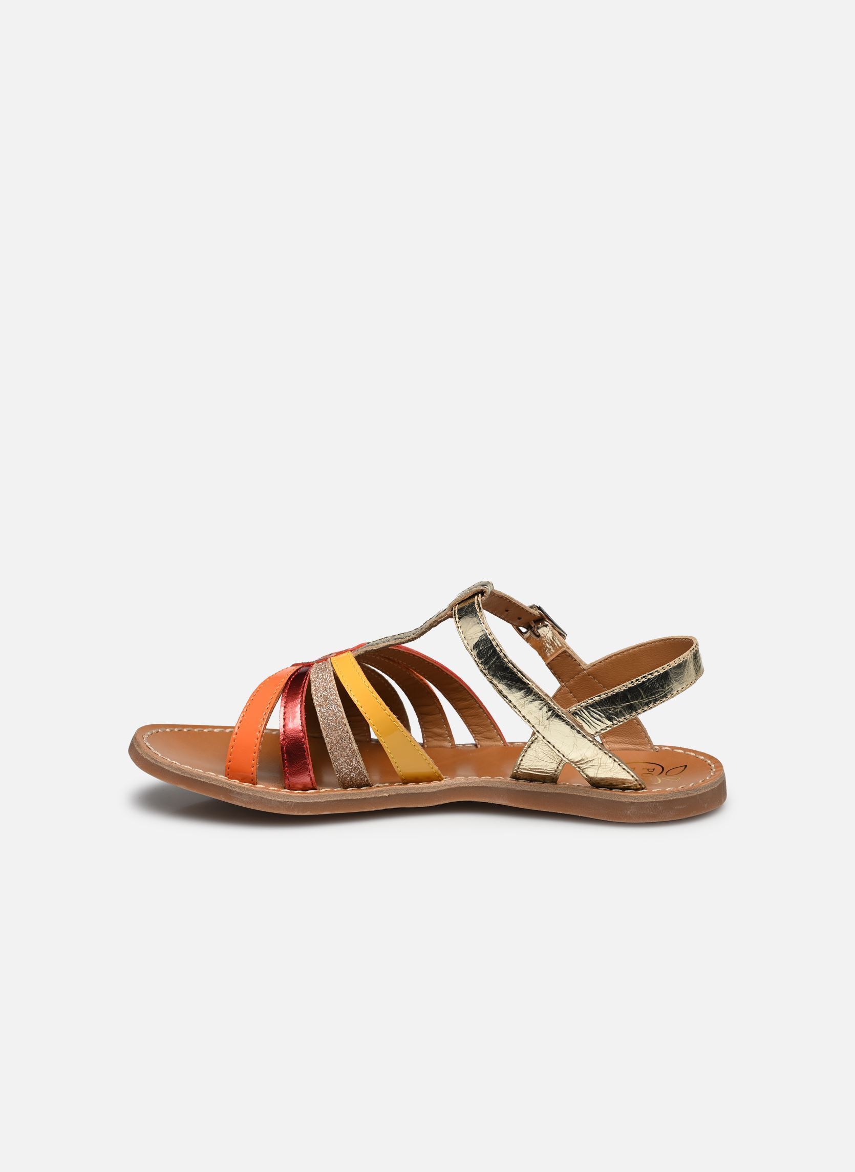 Sandali PLAGE CURV STRIPES bambina oro e bronzo Pom d Api Sandali PLAGE CURV STRIPES bambina oro e bronzo PLATINE-MULTI FRESH