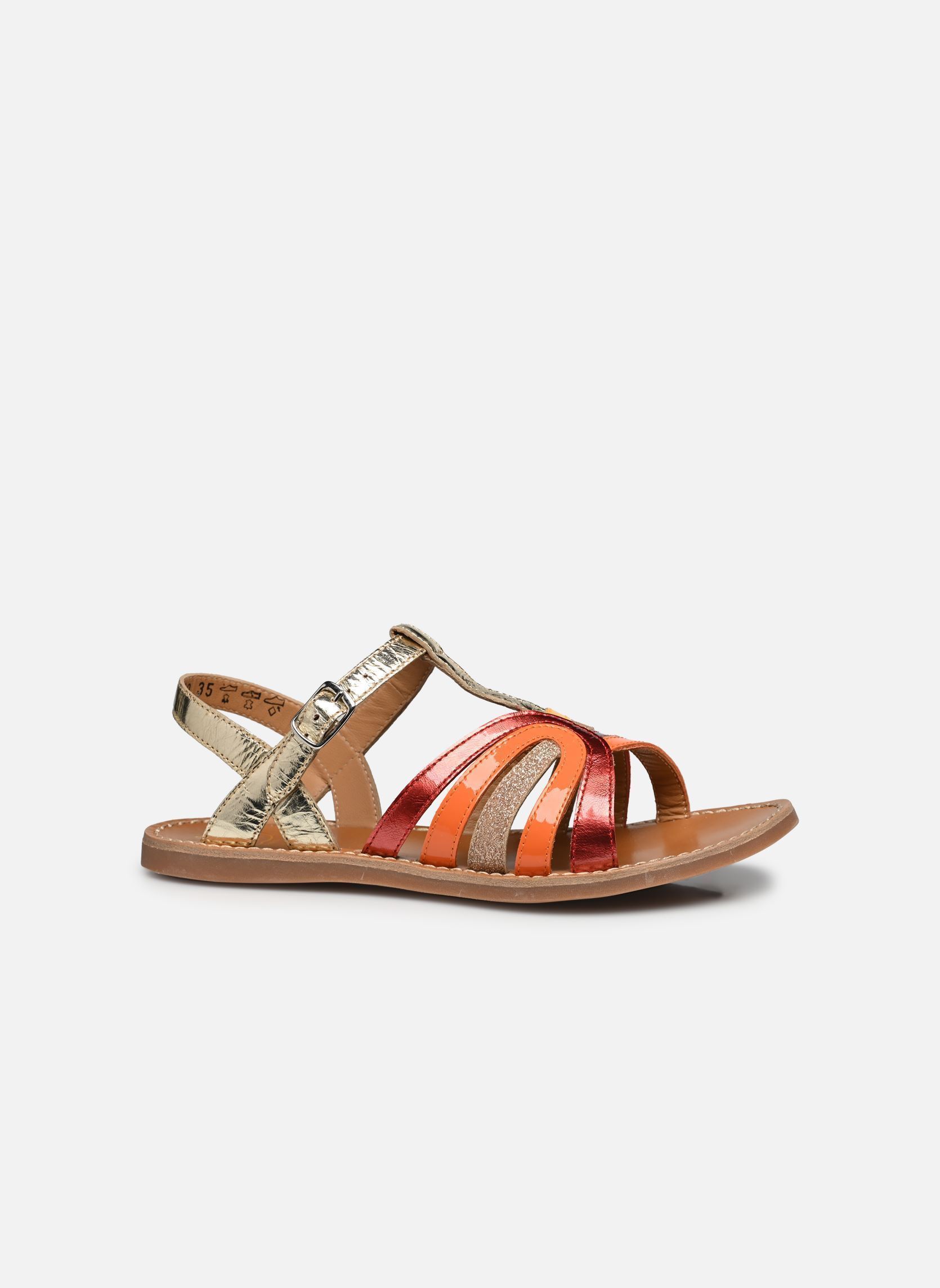 Sandali PLAGE CURV STRIPES bambina oro e bronzo Pom d Api Sandali PLAGE CURV STRIPES bambina oro e bronzo PLATINE-MULTI FRESH