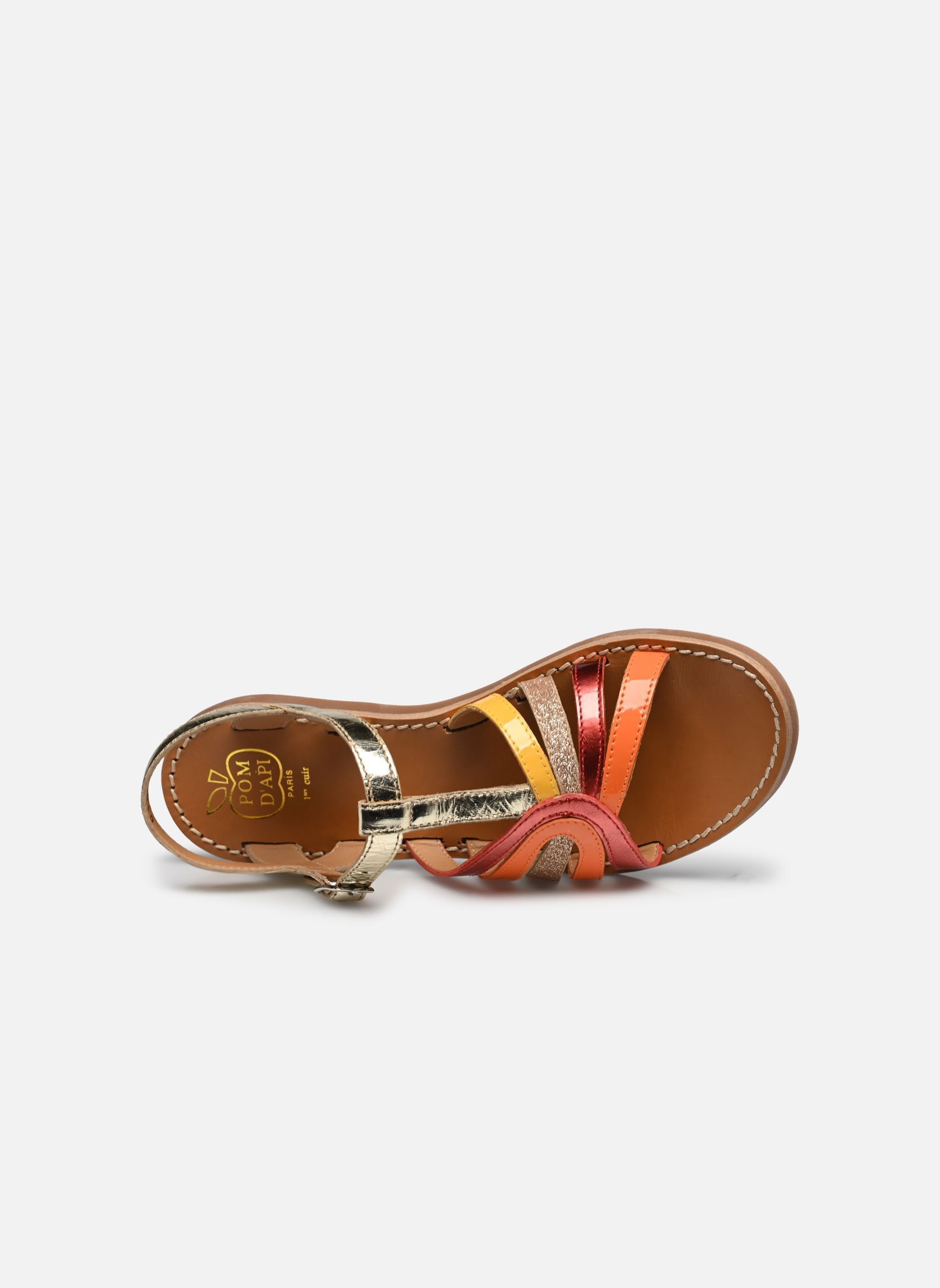 Sandali PLAGE CURV STRIPES bambina oro e bronzo Pom d Api Sandali PLAGE CURV STRIPES bambina oro e bronzo PLATINE-MULTI FRESH