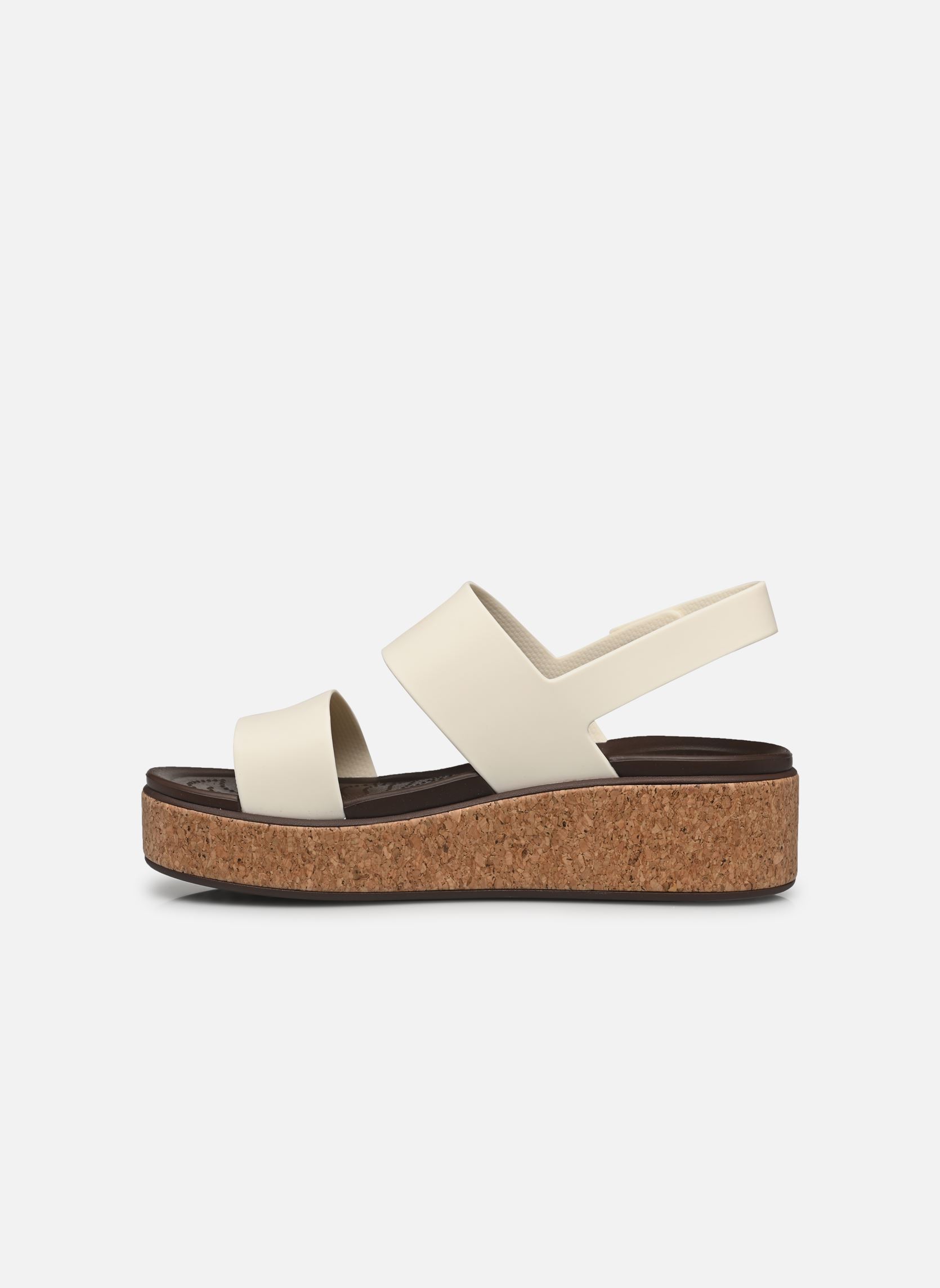 Sandales compensées et plateformes Brooklyn Cork Low Wedge femme blanc Crocs Sandales compensées et plateformes Brooklyn Cork Low Wedge femme blanc Chalk