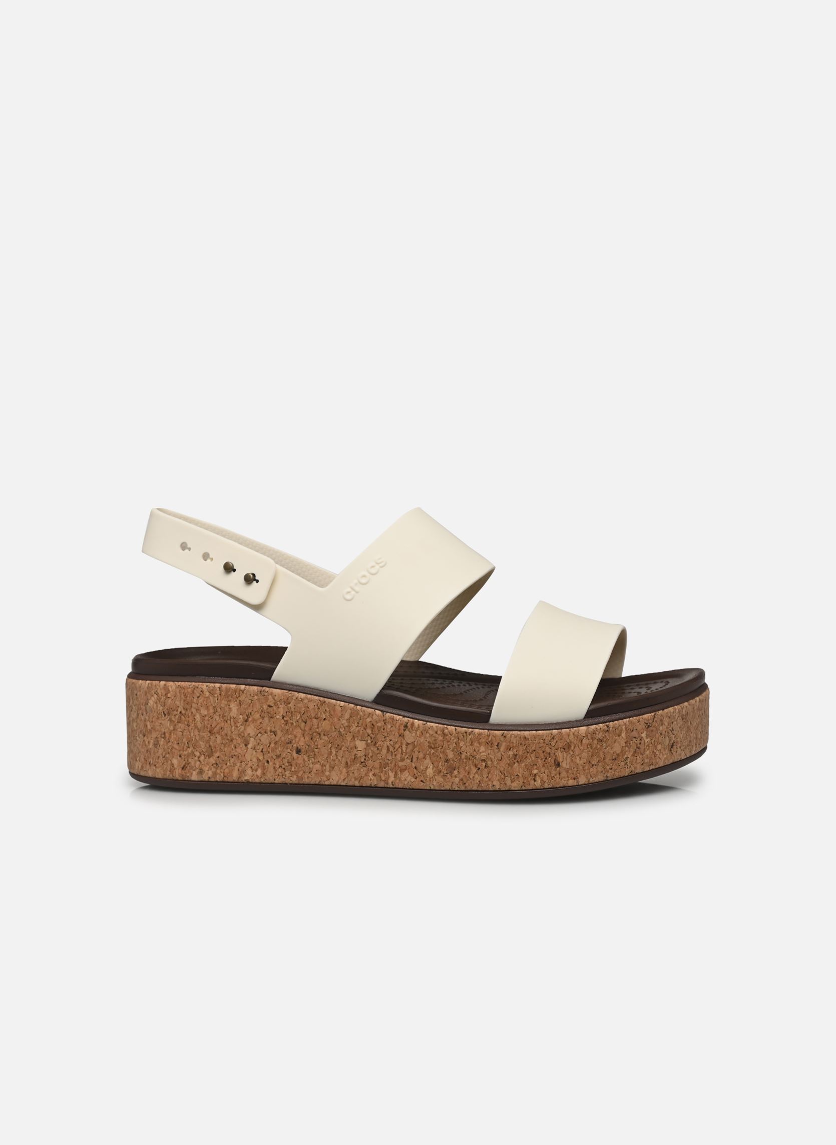 Sandales compensées et plateformes Brooklyn Cork Low Wedge femme blanc Crocs Sandales compensées et plateformes Brooklyn Cork Low Wedge femme blanc Chalk