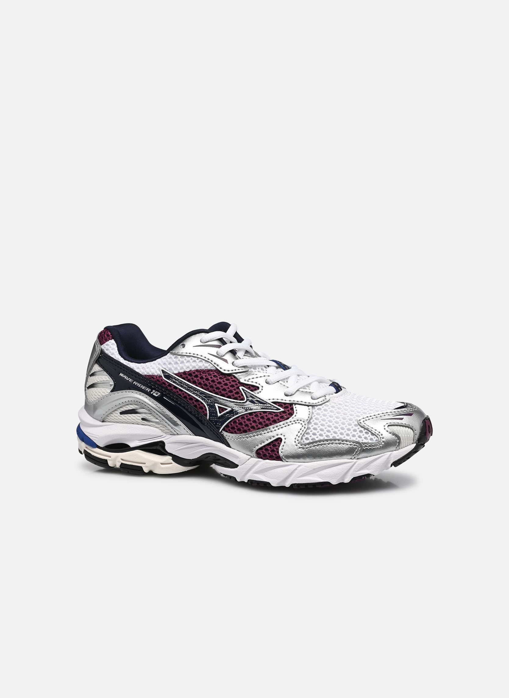 Niedrige Sneaker Wave Rider 10 sport weiß Mizuno Niedrige Sneaker Wave Rider 10 sport weiß WHITE/BARITONEBLUE/DARKPURPLE
