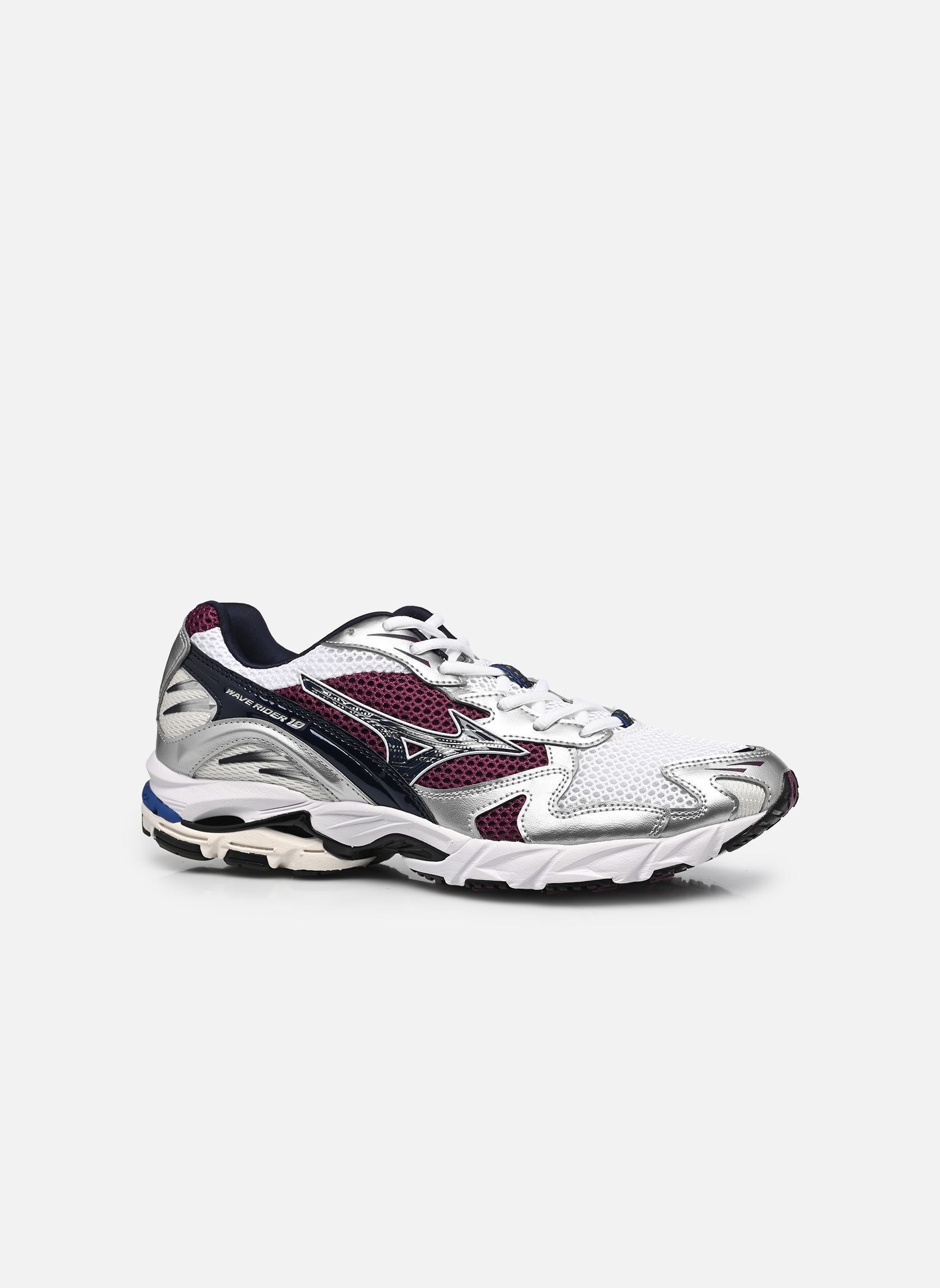 Baskets running Wave Rider 10 sport M homme blanc Mizuno Baskets running Wave Rider 10 sport M homme blanc WHITE/BARITONEBLUE/DARKPURPLE