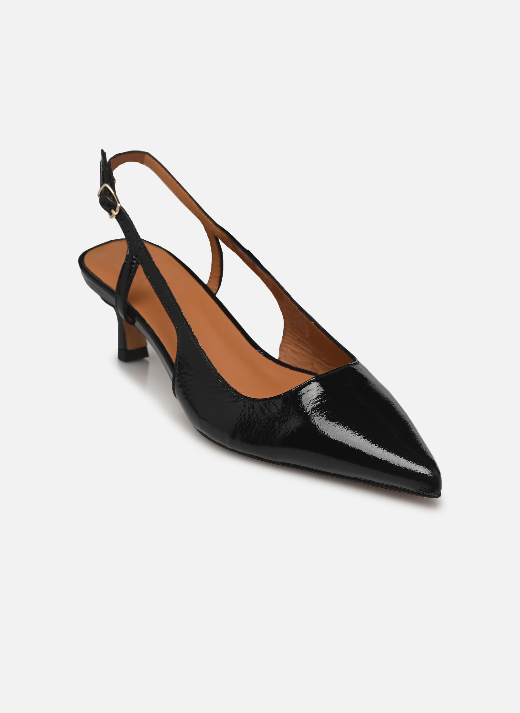 Pumps mit Riemchen Slingback n°412 - Cuir vernis - Noir damen schwarz Rivecour Pumps mit Riemchen Slingback n°412 - Cuir vernis - Noir damen schwarz NOIR