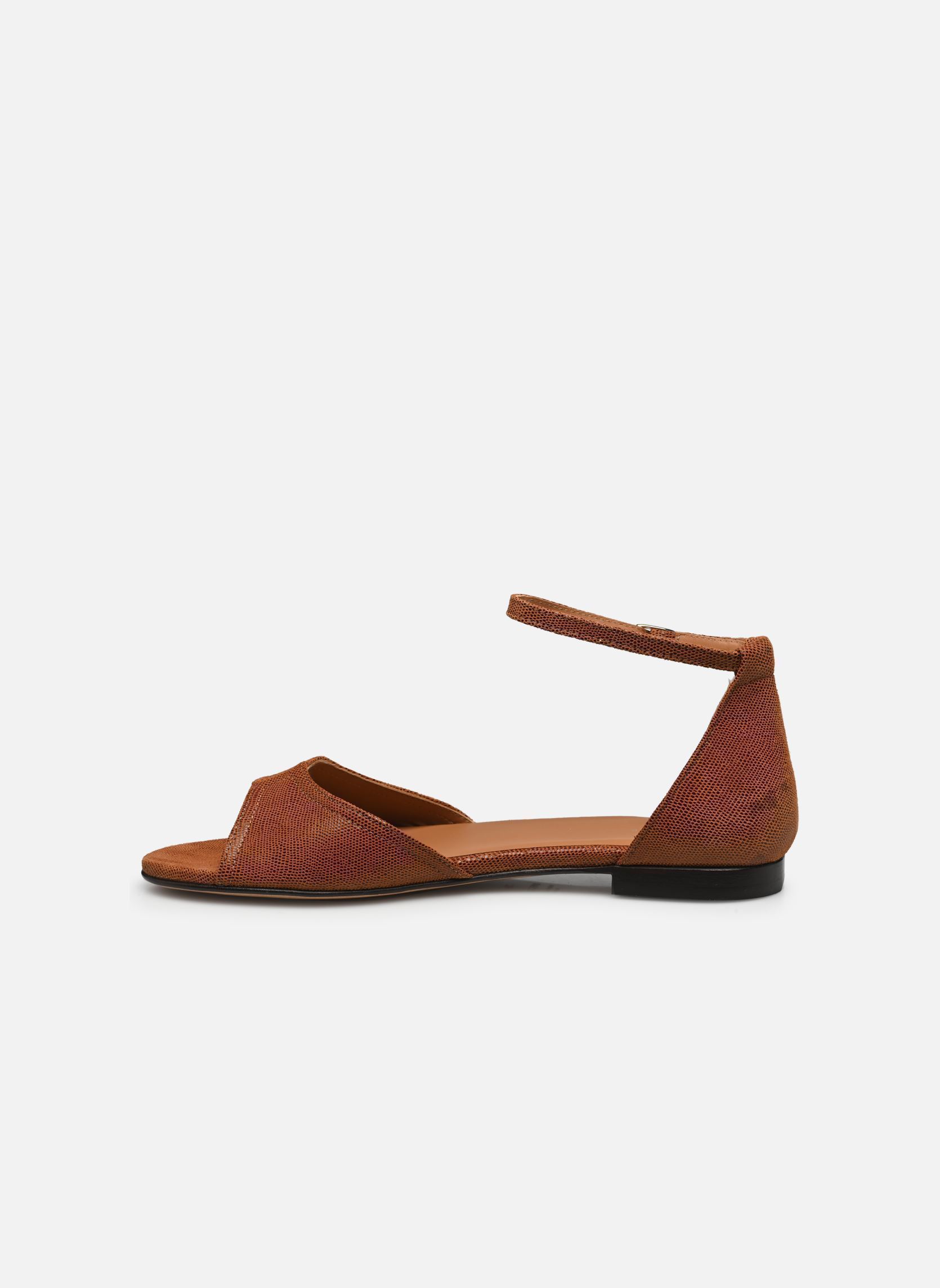Sandales plates Sandales n°165 - Cuir imprimé façon léza femme marron Rivecour Sandales plates Sandales n°165 - Cuir imprimé façon léza femme marron COGNAC