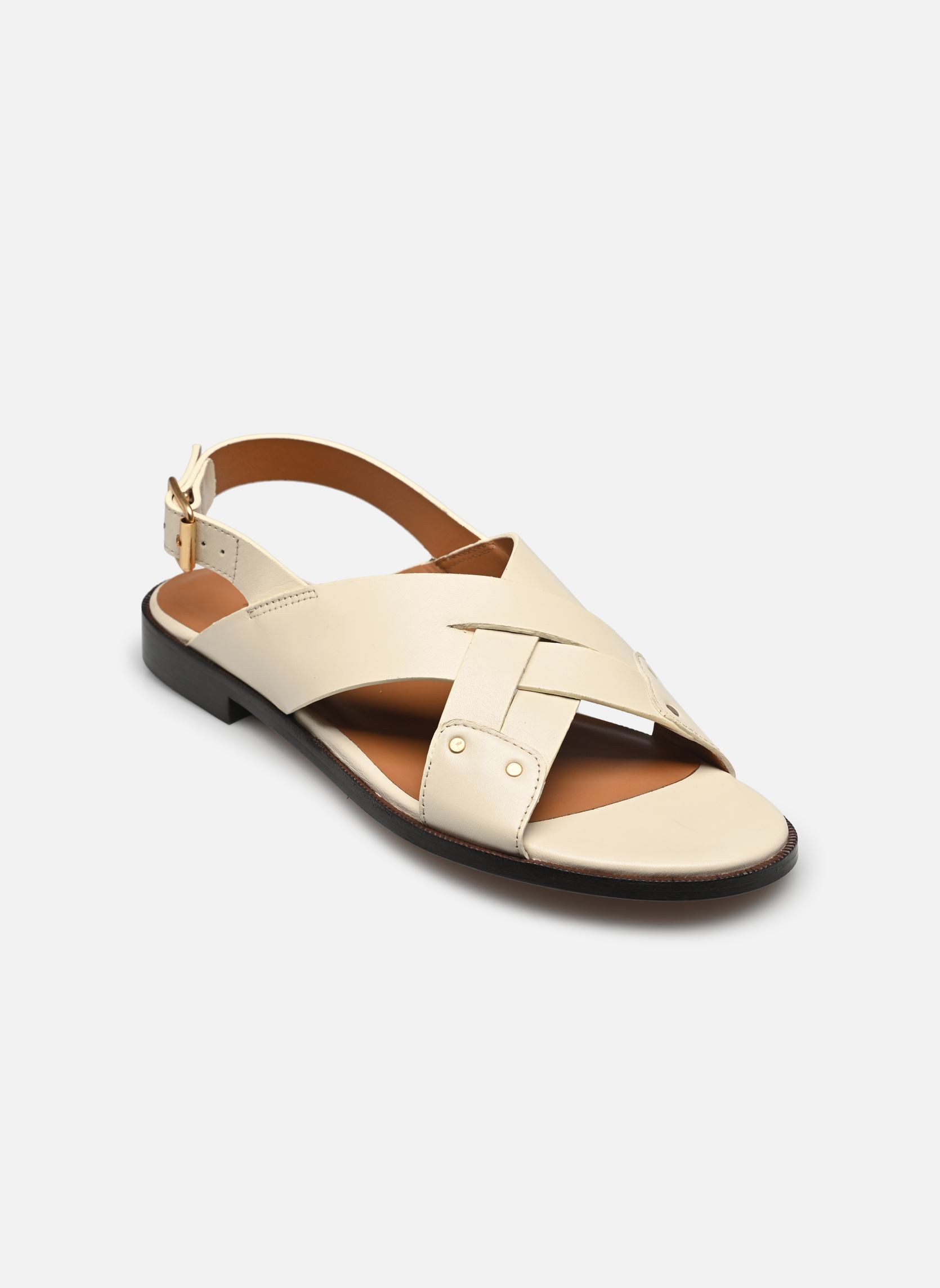 Sandales plates Sandales n°204 - Cuir nappa - Blanc cass femme blanc Rivecour Sandales plates Sandales n°204 - Cuir nappa - Blanc cass femme blanc BLANC CASSÉ