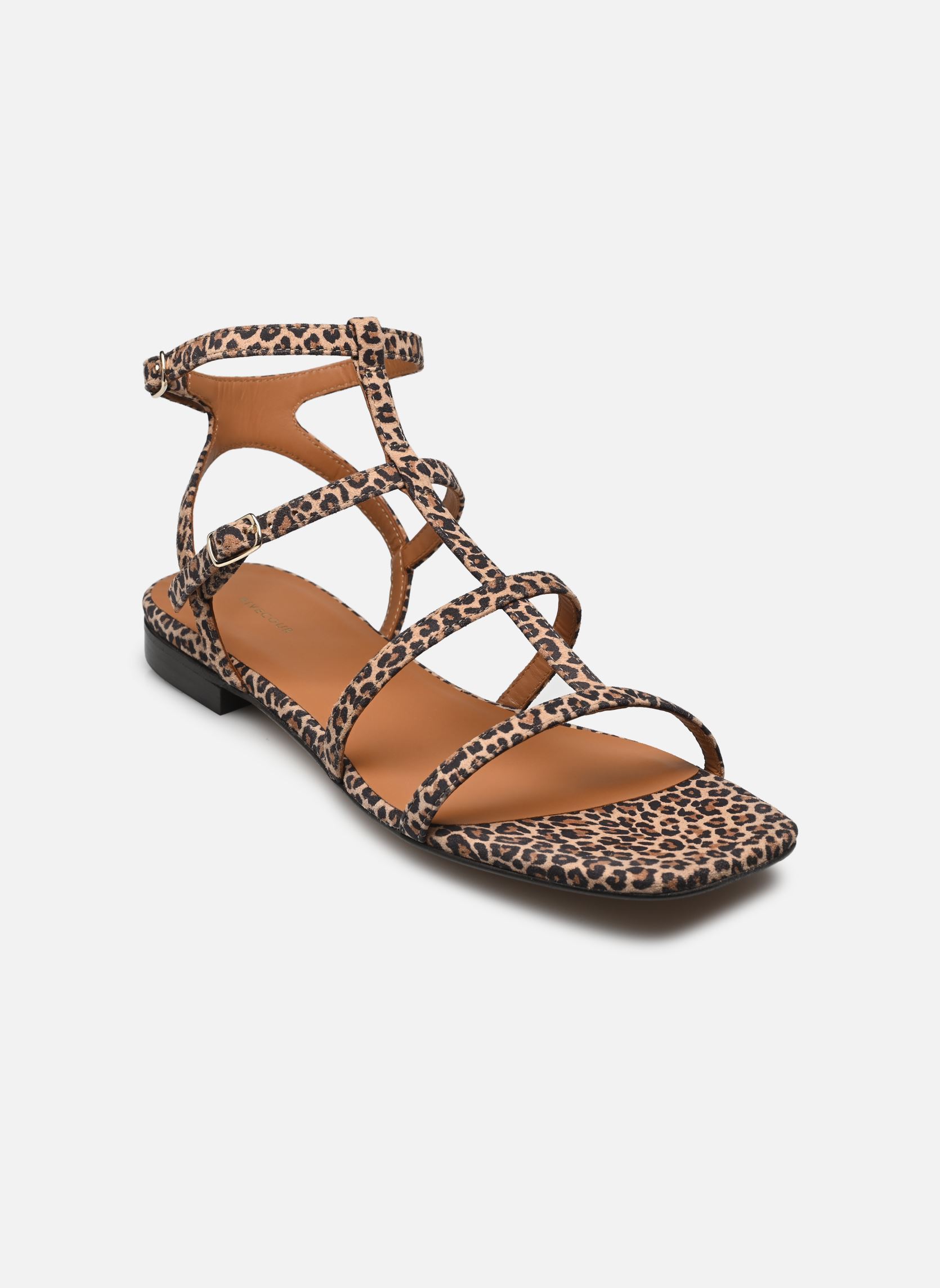 Flache Sandalen Sandales n°210 - Cuir imprimé - Léopard damen beige Rivecour Flache Sandalen Sandales n°210 - Cuir imprimé - Léopard damen beige LÉOPARD