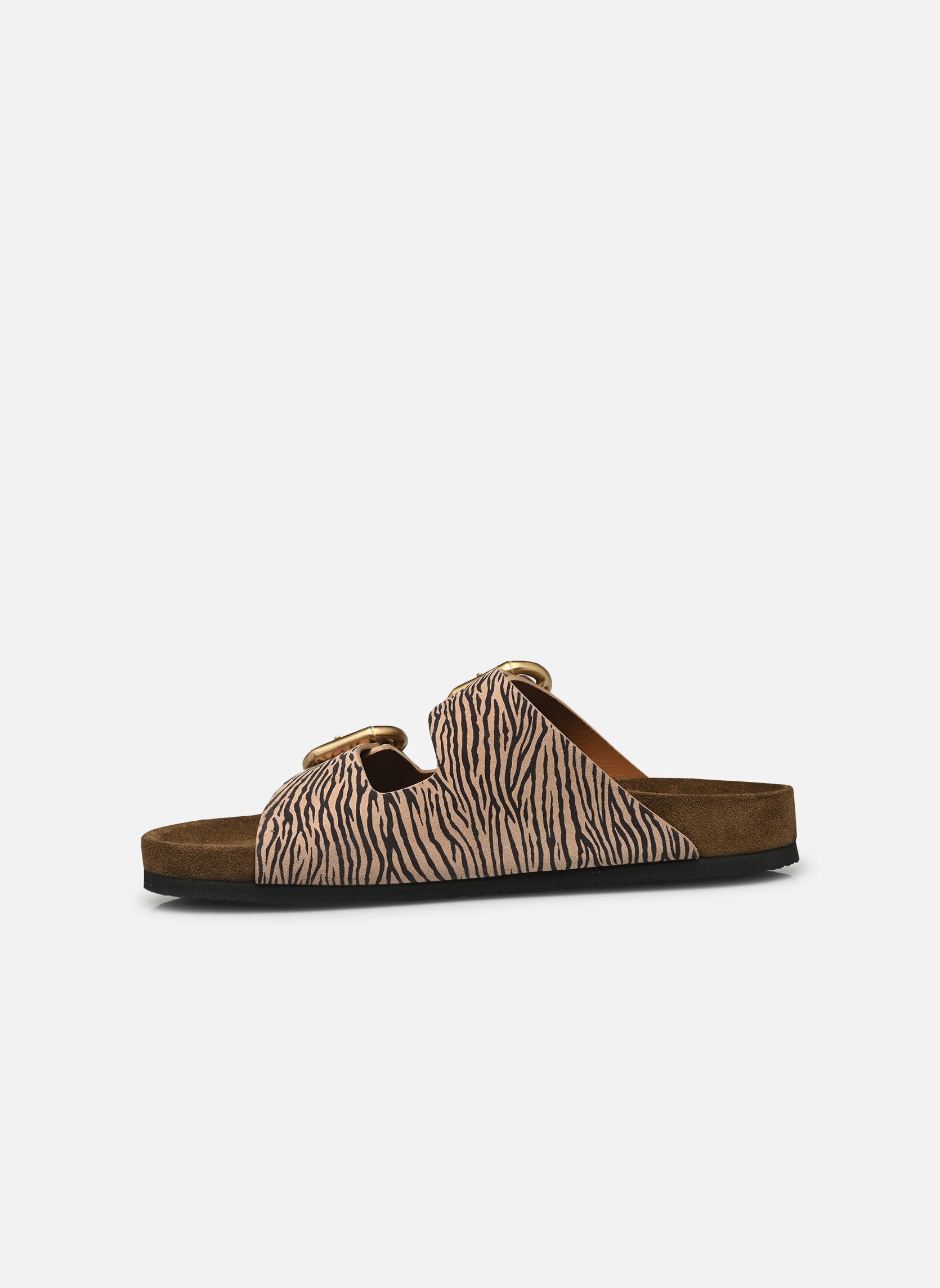Zuecos y mules Mules n°62 - Cuir imprimé - Zèbre clair mujer multicolor Rivecour Zuecos y mules Mules n°62 - Cuir imprimé - Zèbre clair mujer multicolor ZÈBRE CLAIR